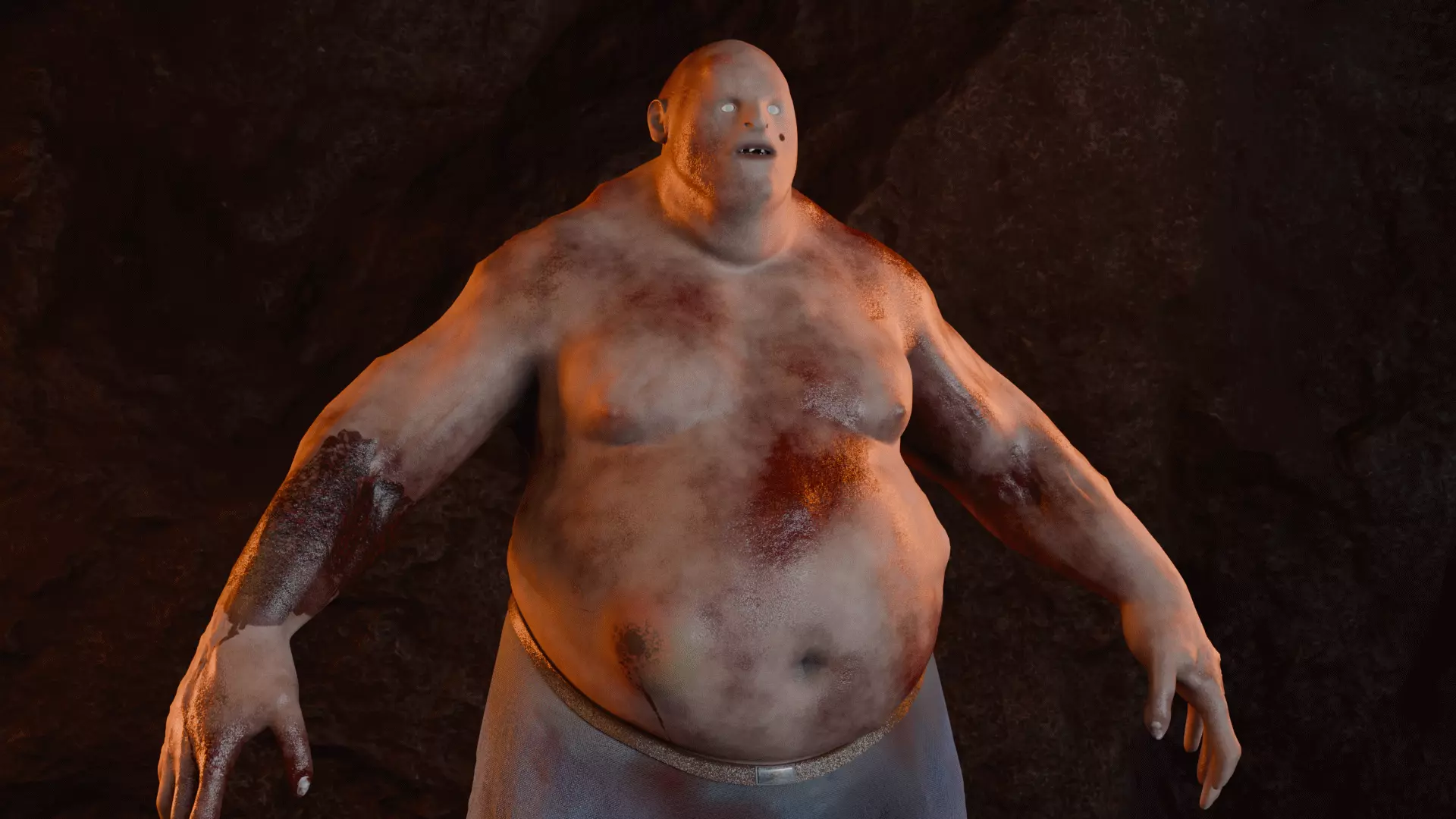 Realistic  Fat Zombie   3D Model for Games Cinematics and VR Low-poly 3D model_4