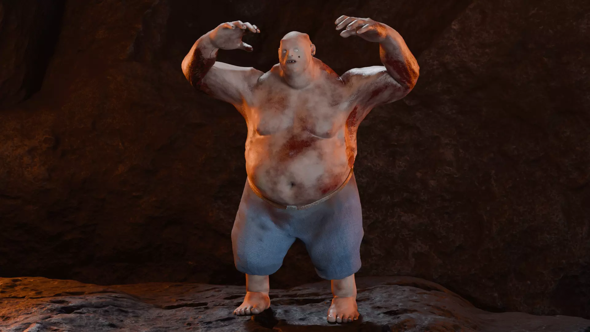 Realistic  Fat Zombie   3D Model for Games Cinematics and VR Low-poly 3D model_10