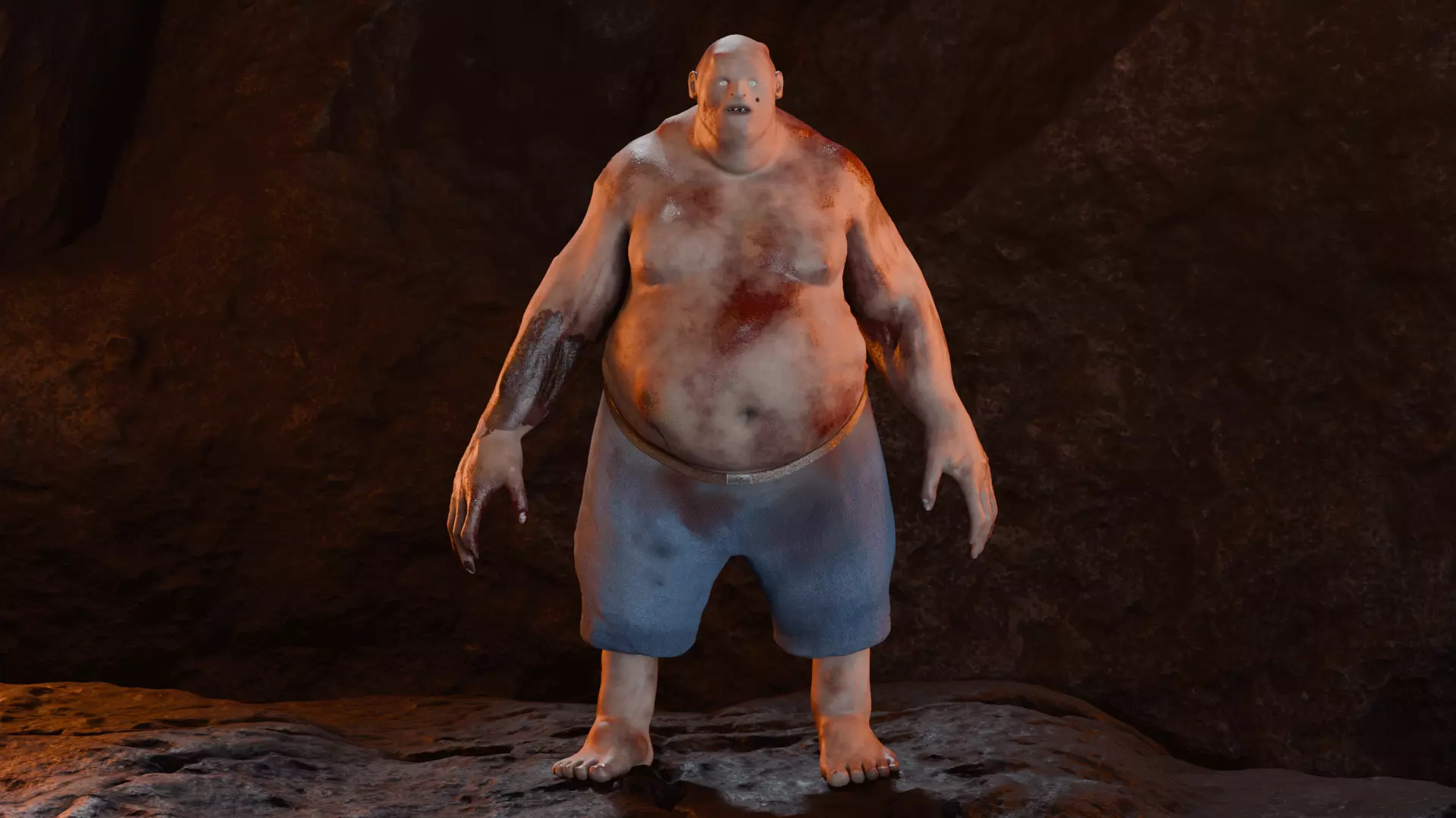 Realistic  Fat Zombie   3D Model for Games Cinematics and VR Low-poly 3D model_3