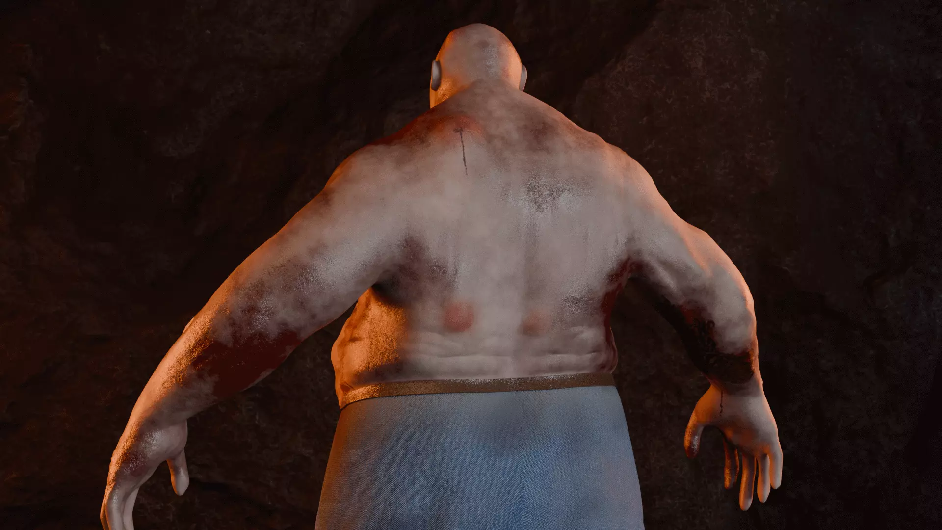 Realistic  Fat Zombie   3D Model for Games Cinematics and VR Low-poly 3D model_5