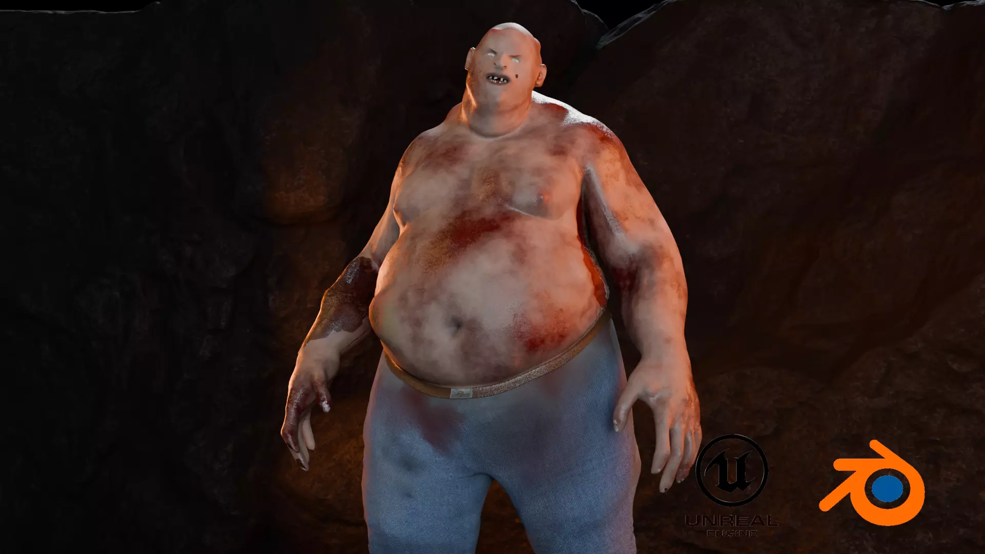 Realistic  Fat Zombie   3D Model for Games Cinematics and VR Low-poly 3D model_18