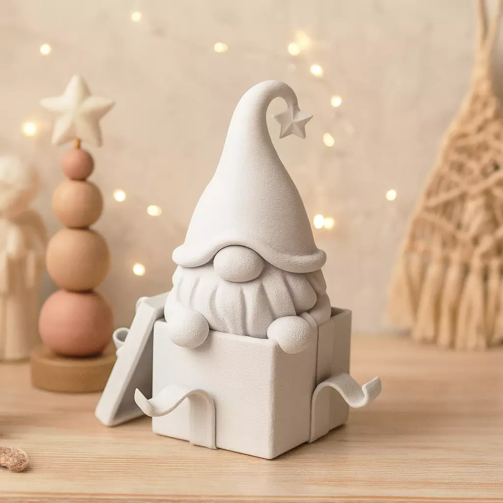Christmas Gnome in Gift Box 3D print model_2