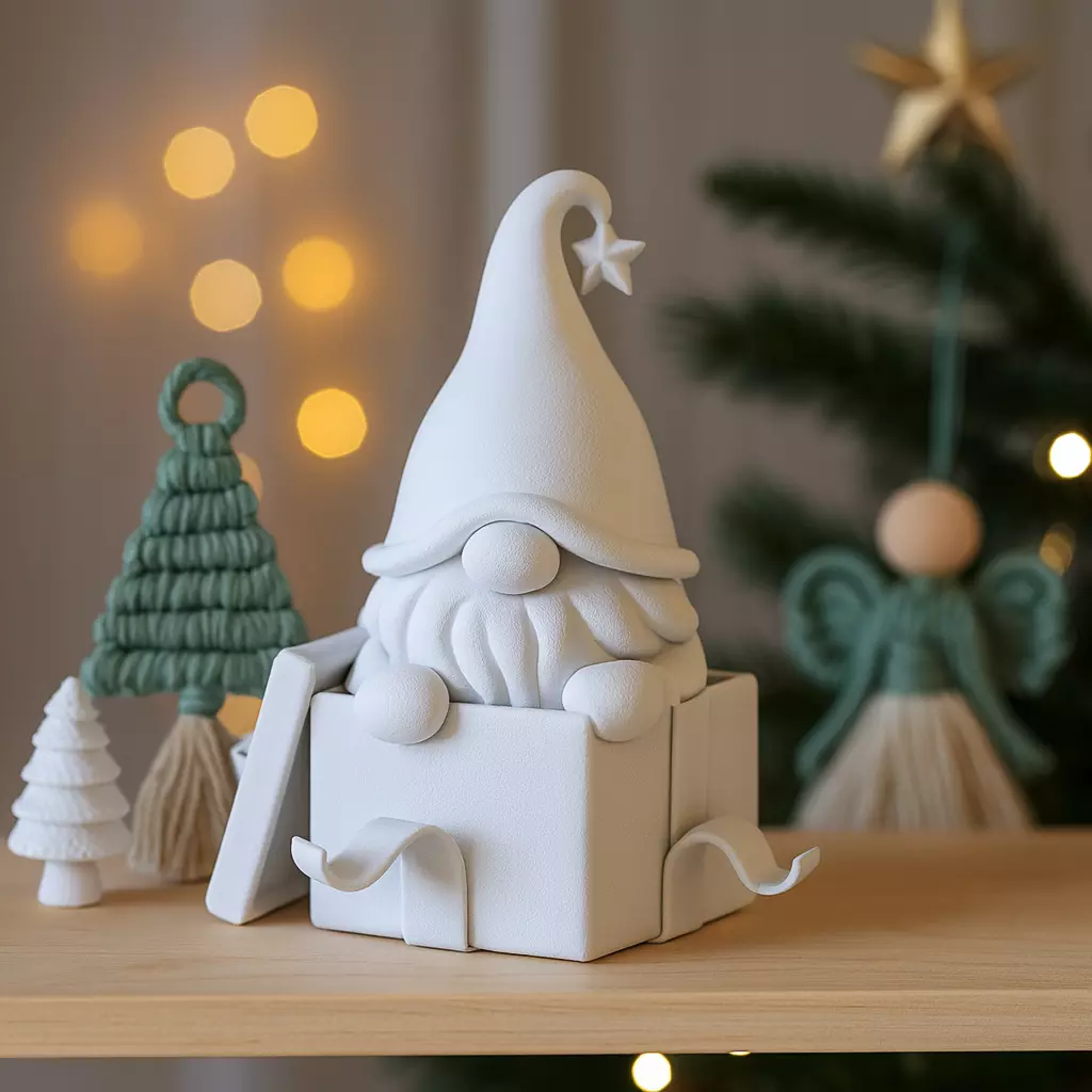 Christmas Gnome in Gift Box 3D print model_3