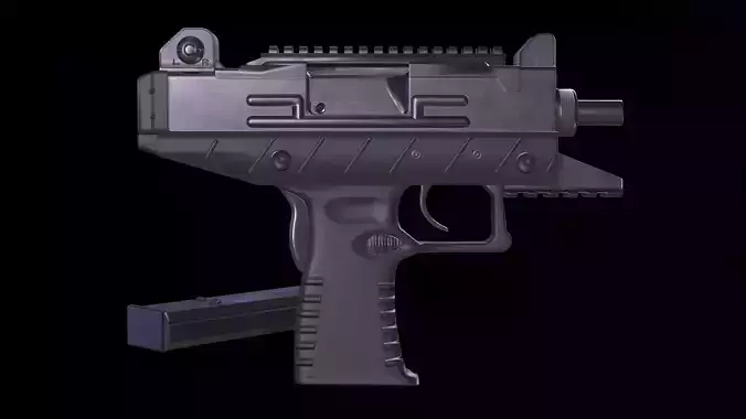 Micro Uzi Submachine Gun Low-poly 3D model