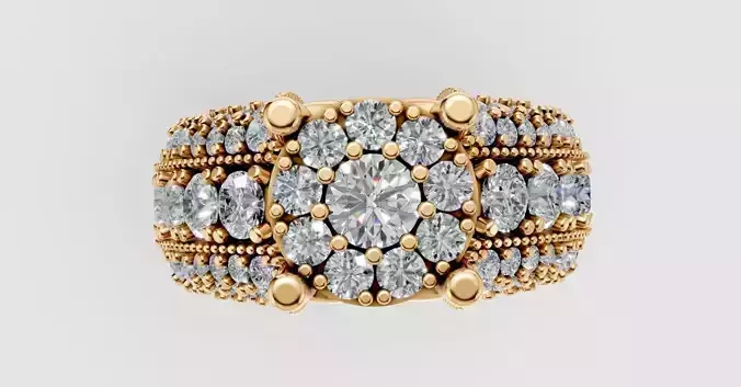 Ornate Cluster Diamond Ring