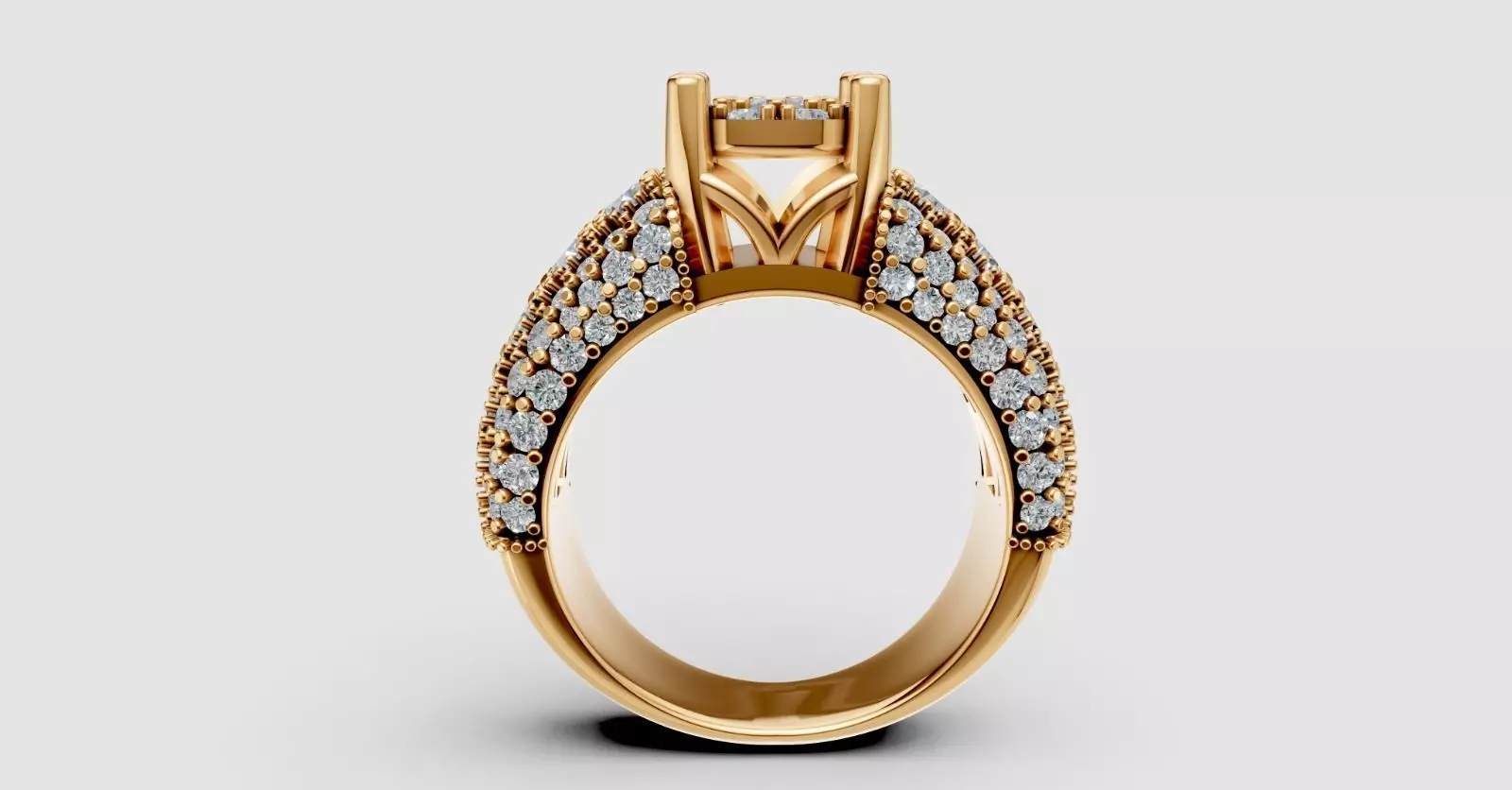 Ornate Cluster Diamond Ring 3D print model_3