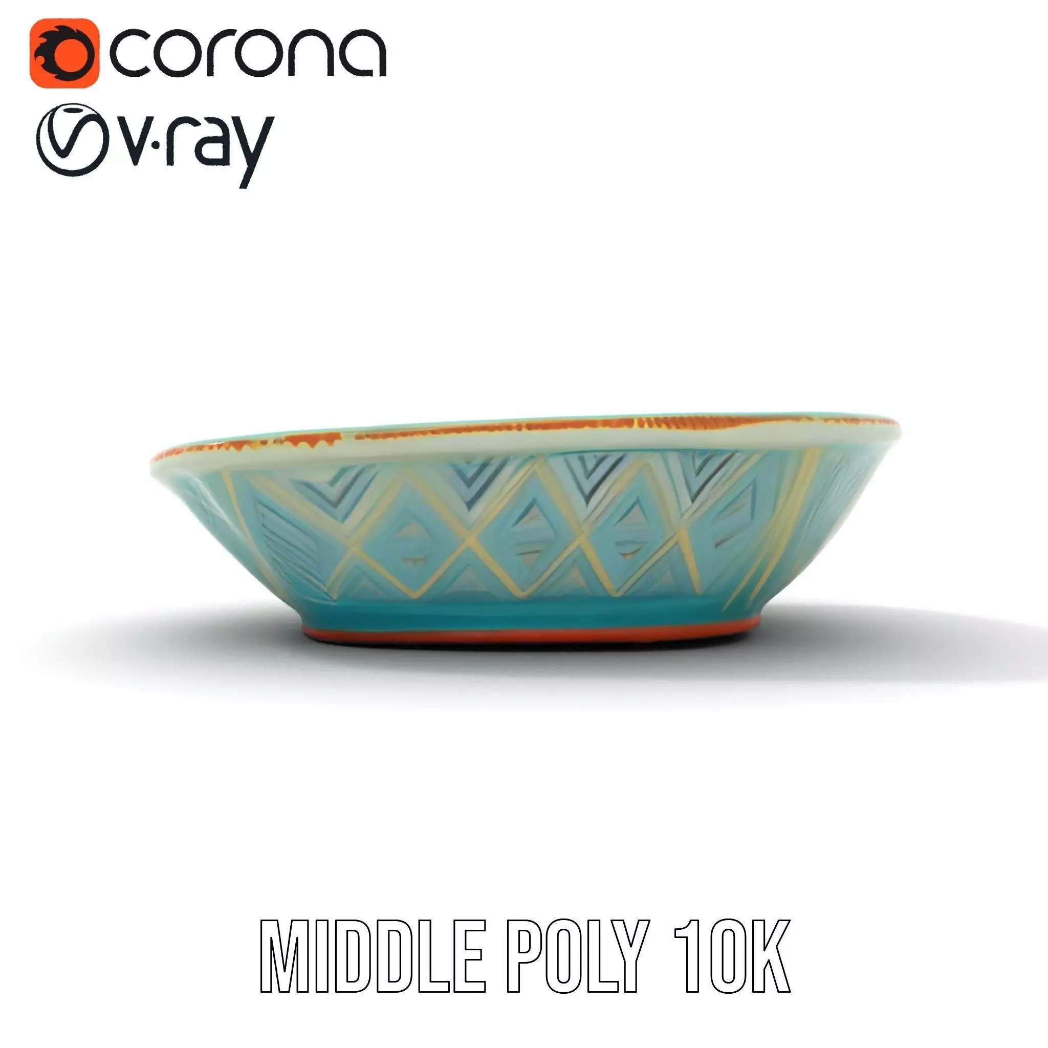 Turquoise Ceramic Dish model pack Low-poly 3D model_5