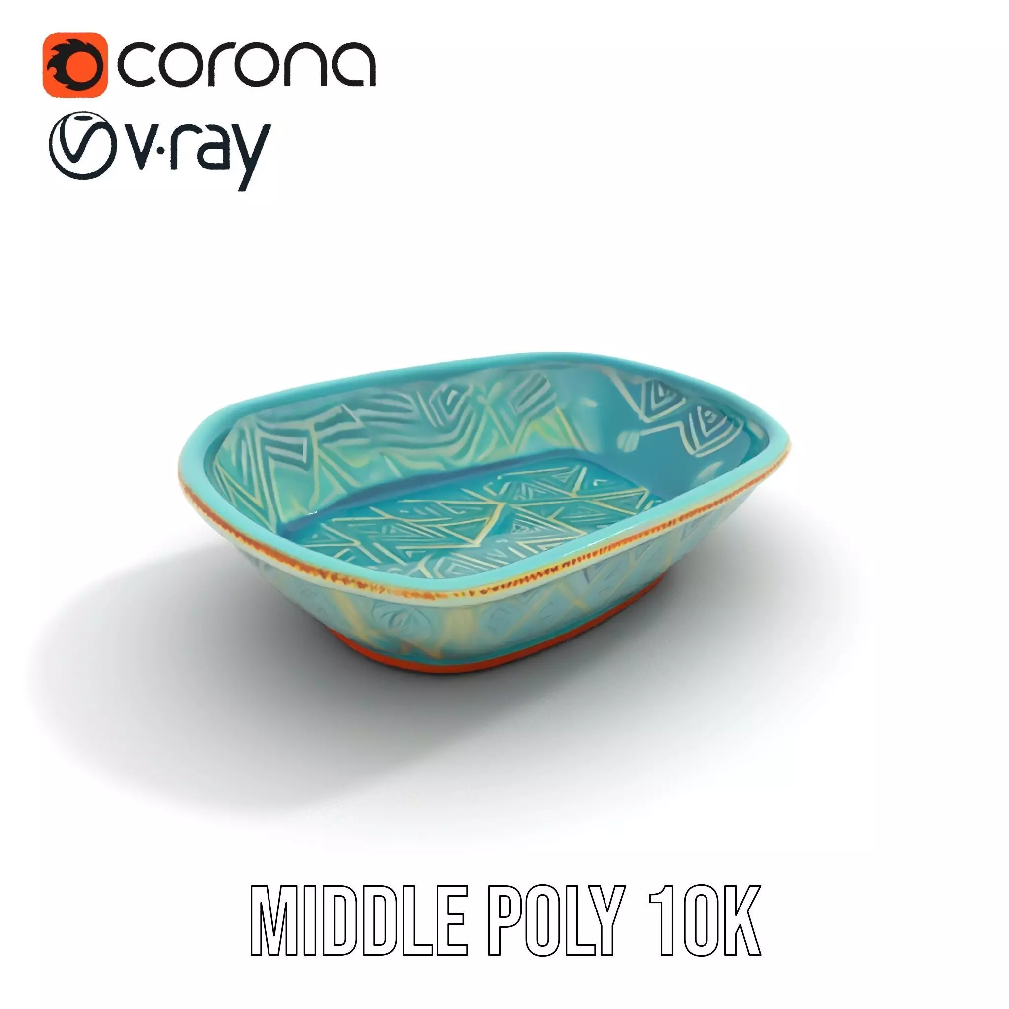 Turquoise Ceramic Dish model pack Low-poly 3D model_6