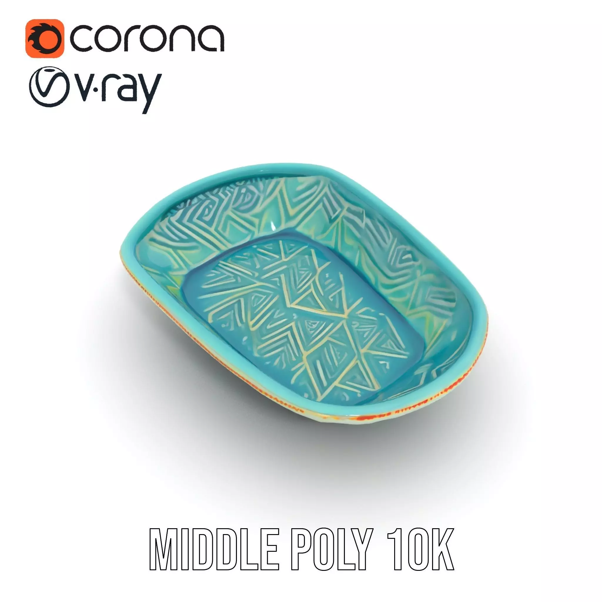Turquoise Ceramic Dish model pack Low-poly 3D model_13