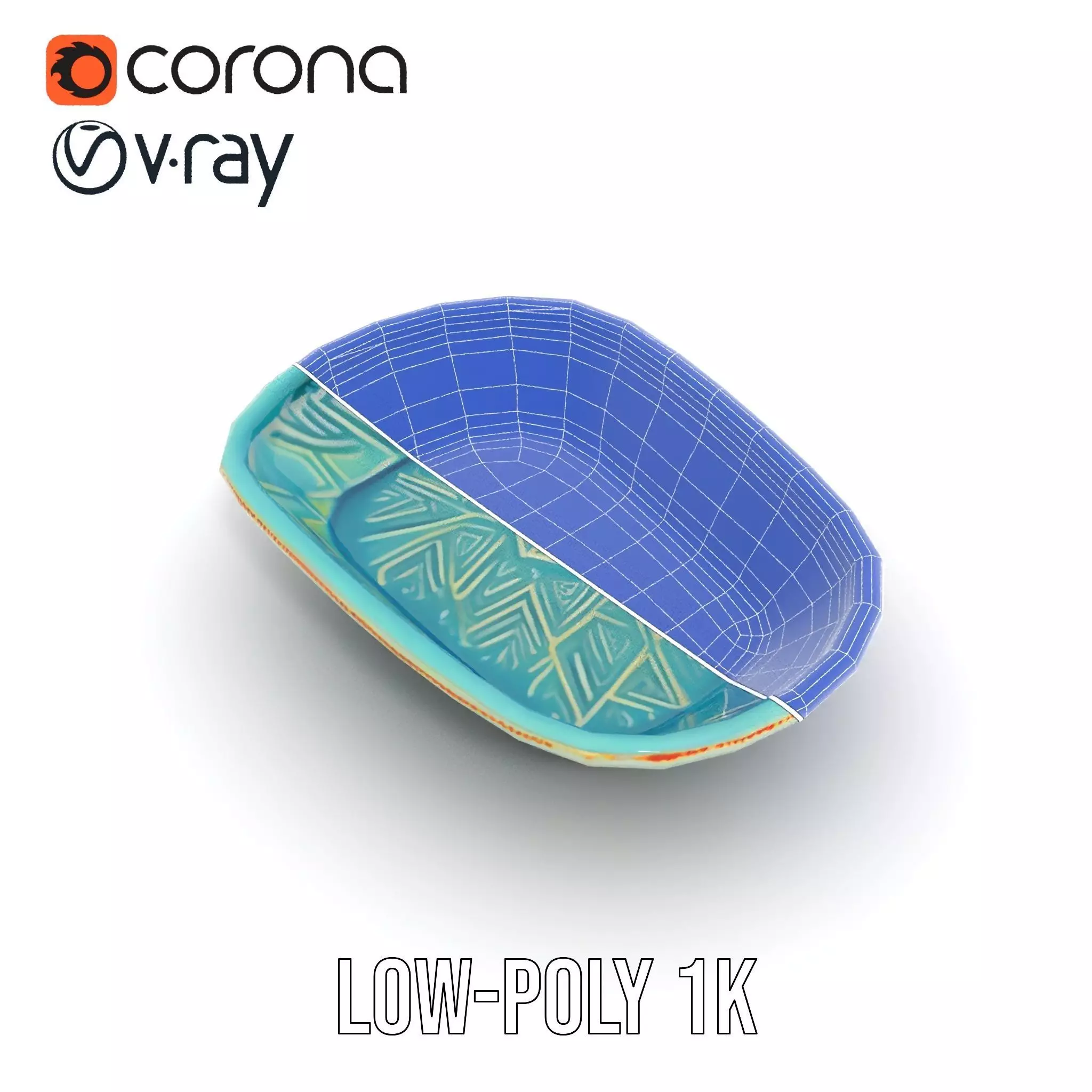 Turquoise Ceramic Dish model pack Low-poly 3D model_14