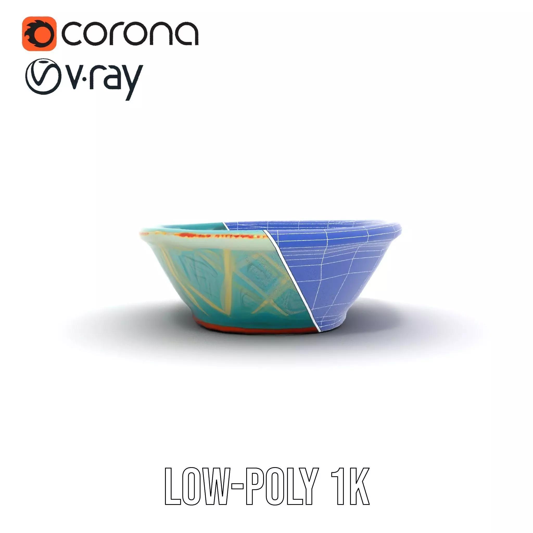 Turquoise Ceramic Dish model pack Low-poly 3D model_28