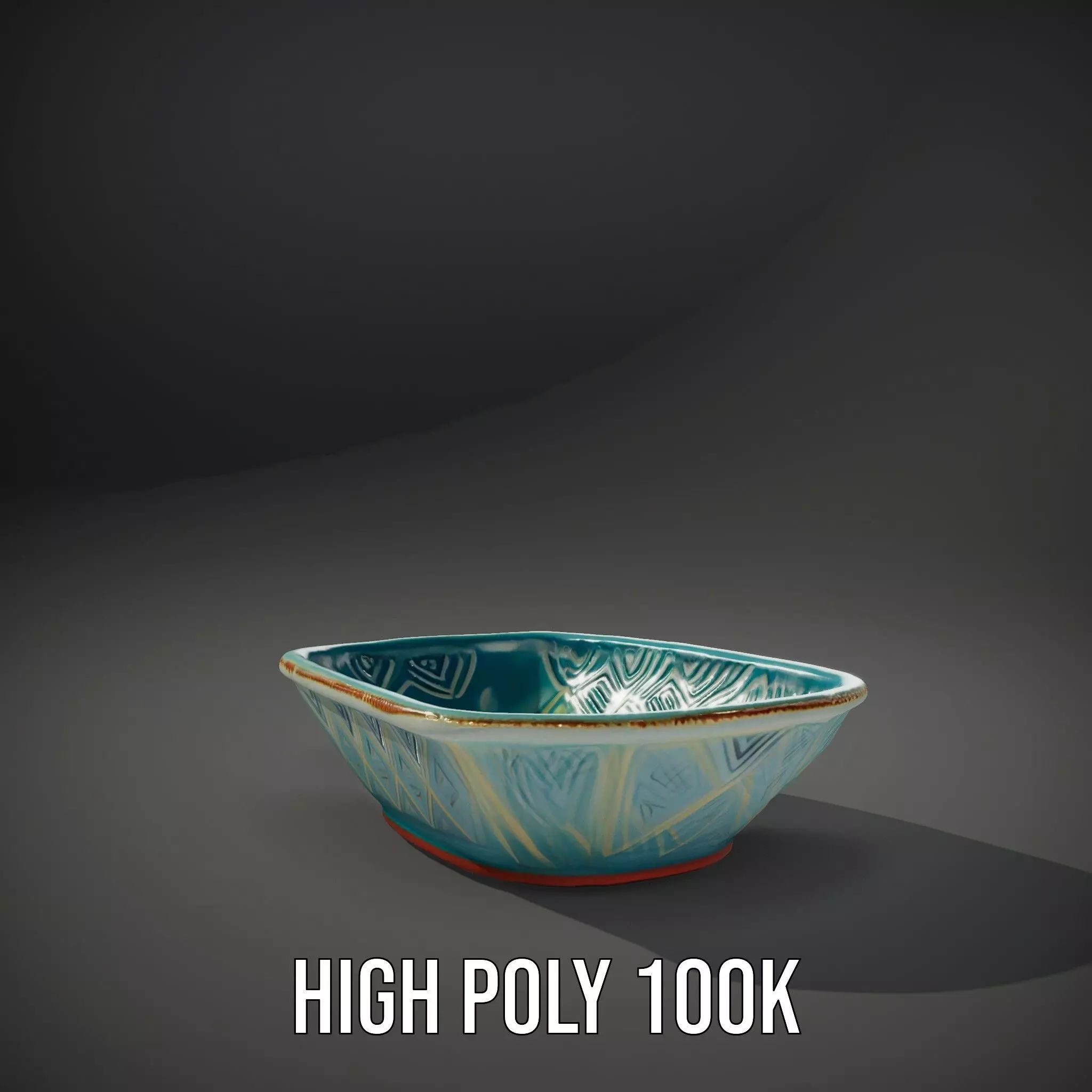 Turquoise Ceramic Dish model pack Low-poly 3D model_10