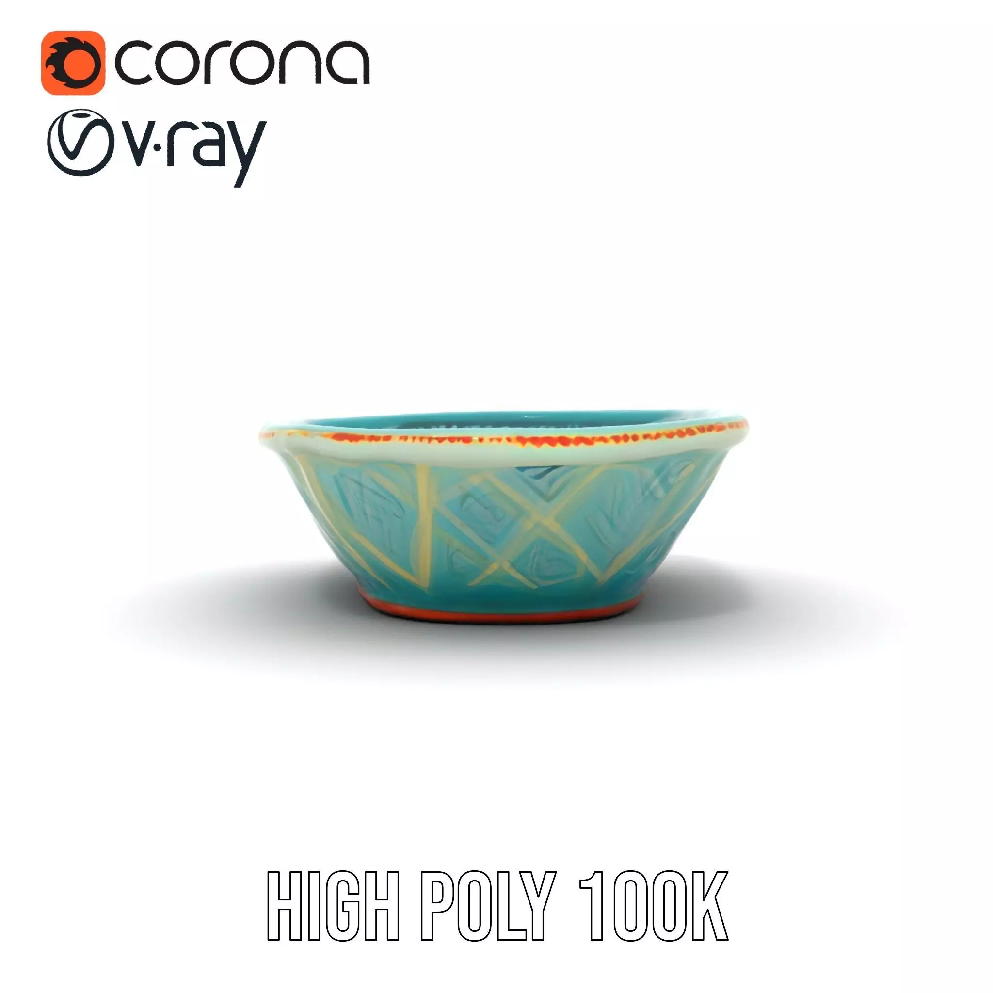 Turquoise Ceramic Dish model pack Low-poly 3D model_20