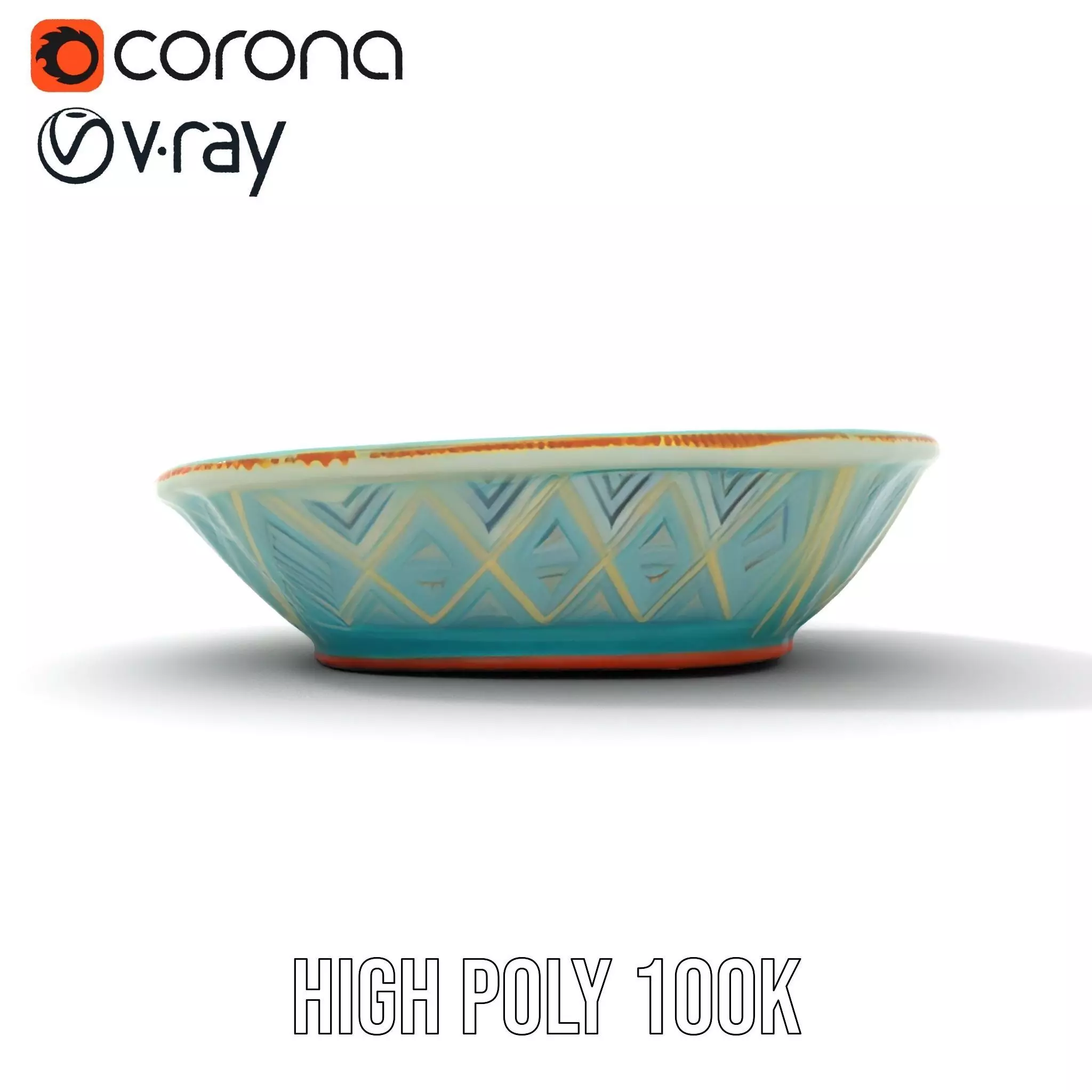 Turquoise Ceramic Dish model pack Low-poly 3D model_34