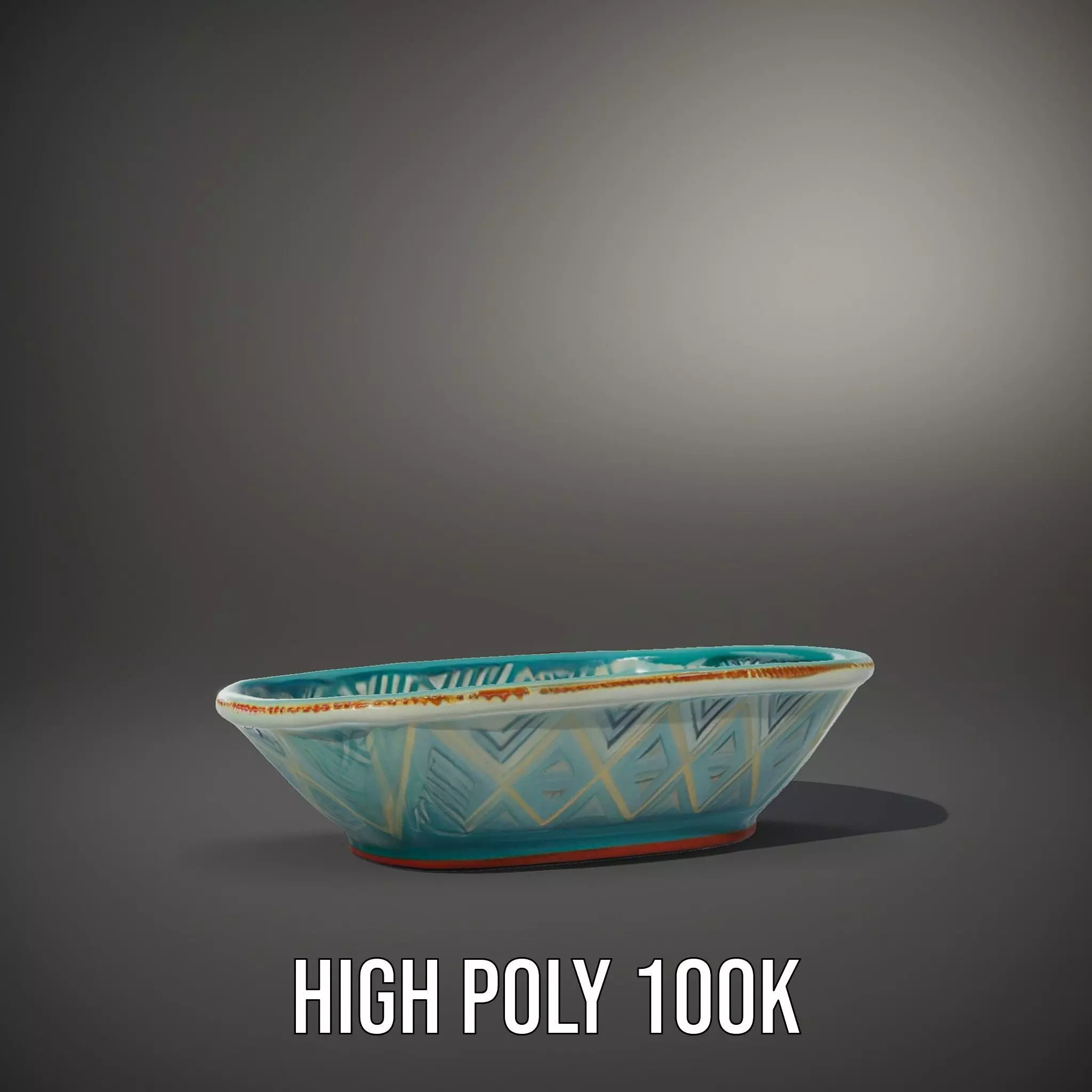 Turquoise Ceramic Dish model pack Low-poly 3D model_8