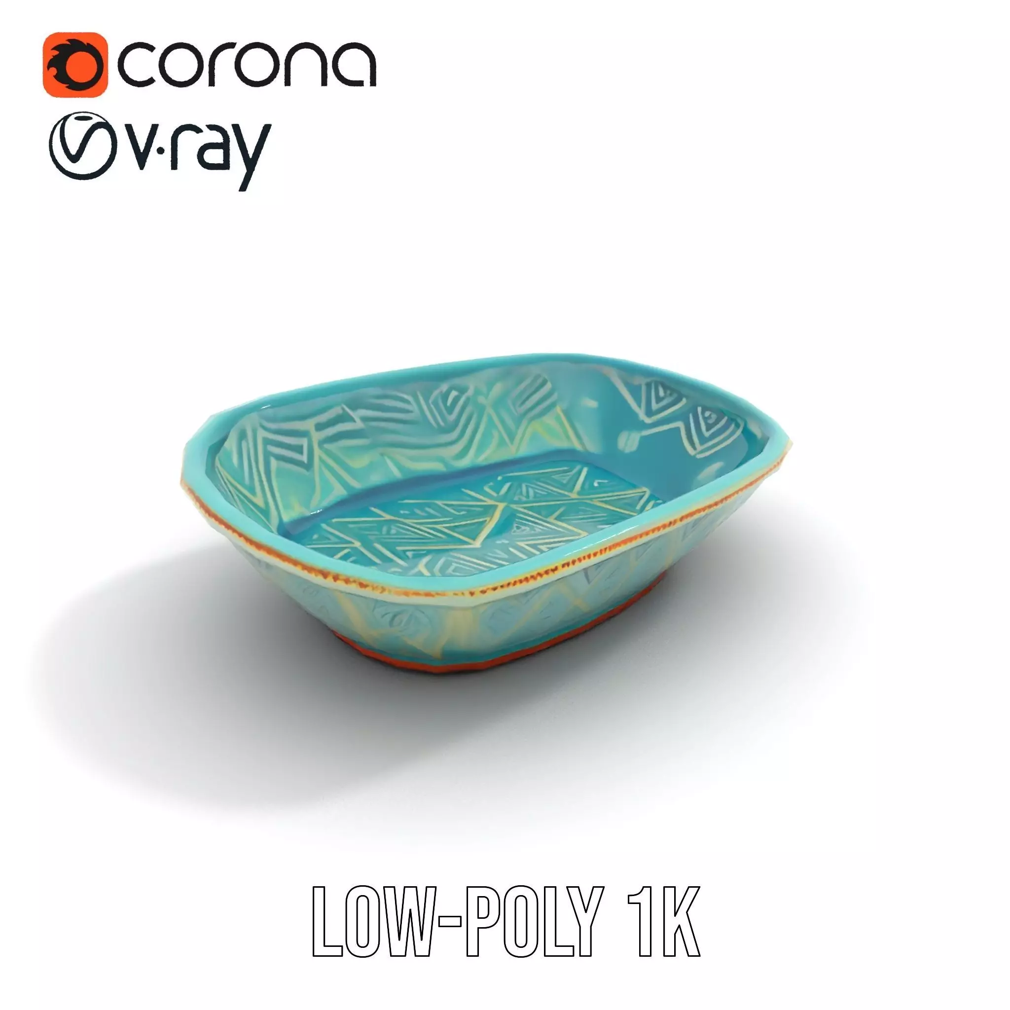 Turquoise Ceramic Dish model pack Low-poly 3D model_9