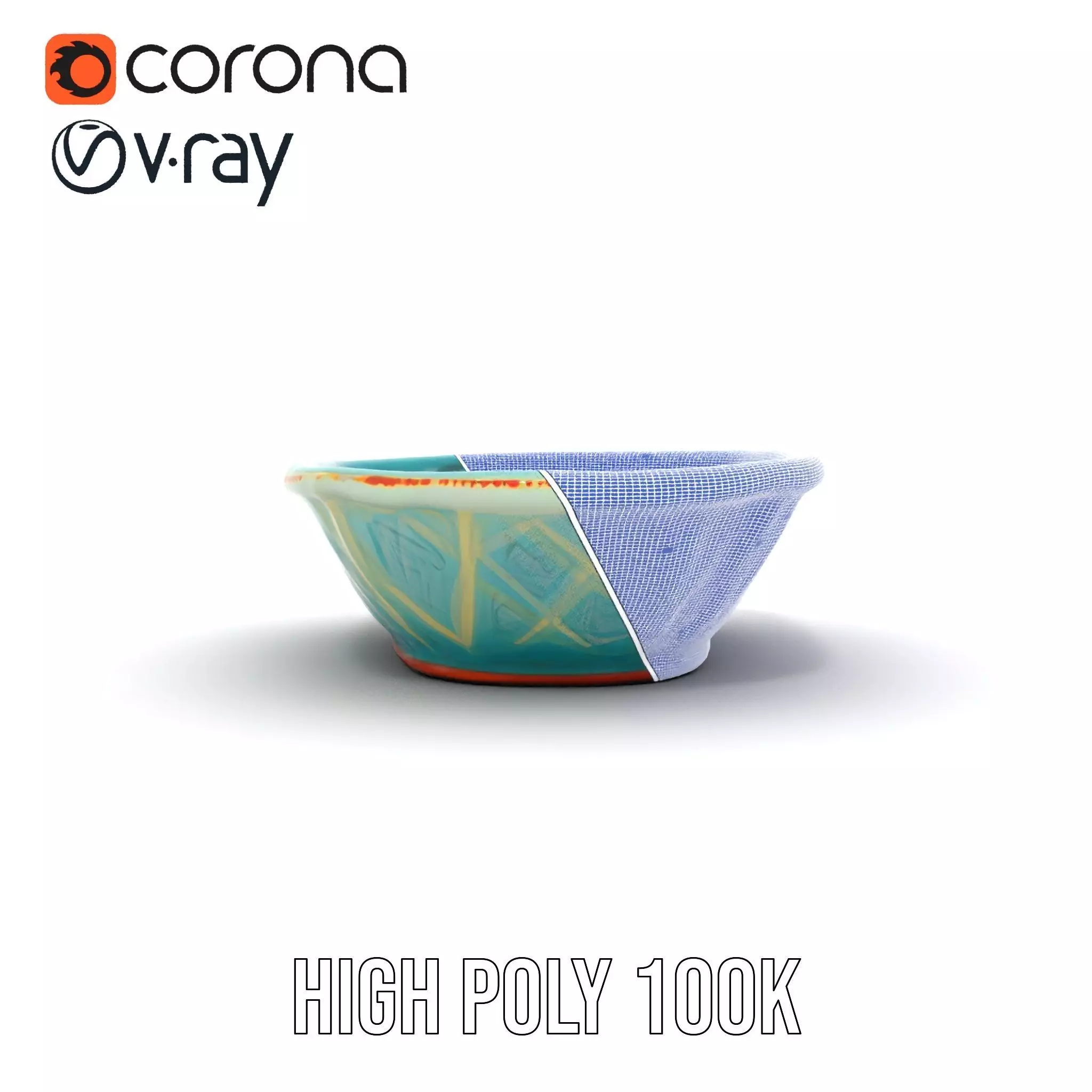 Turquoise Ceramic Dish model pack Low-poly 3D model_26