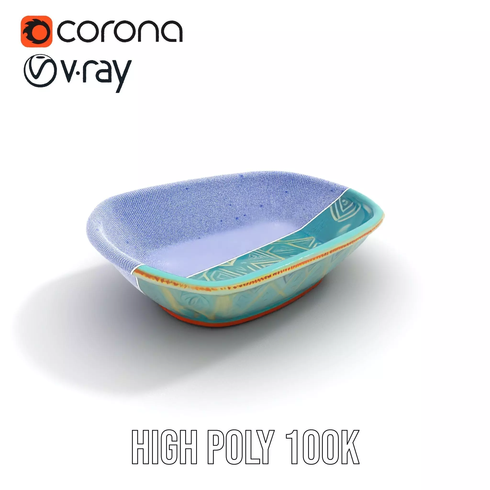 Turquoise Ceramic Dish model pack Low-poly 3D model_29