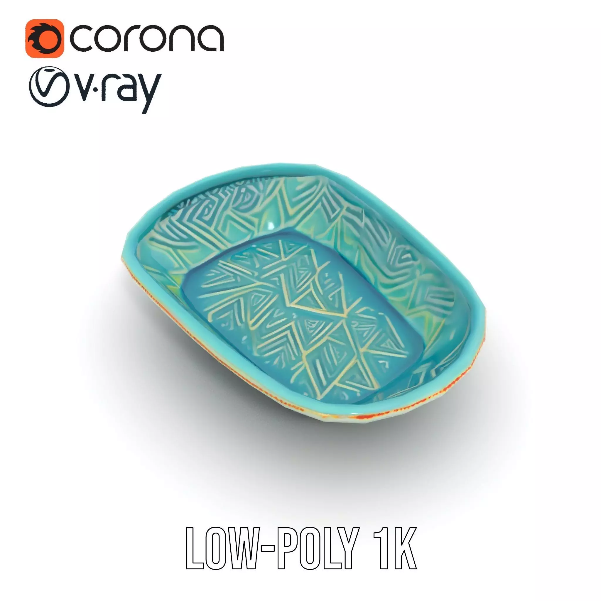 Turquoise Ceramic Dish model pack Low-poly 3D model_12