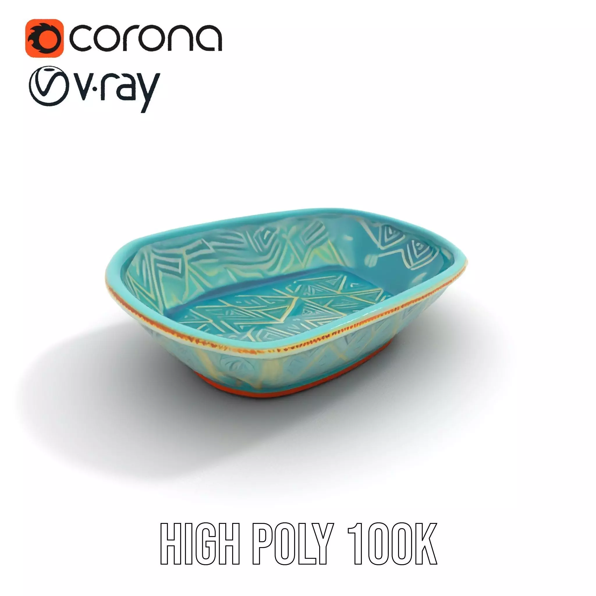 Turquoise Ceramic Dish model pack Low-poly 3D model_17