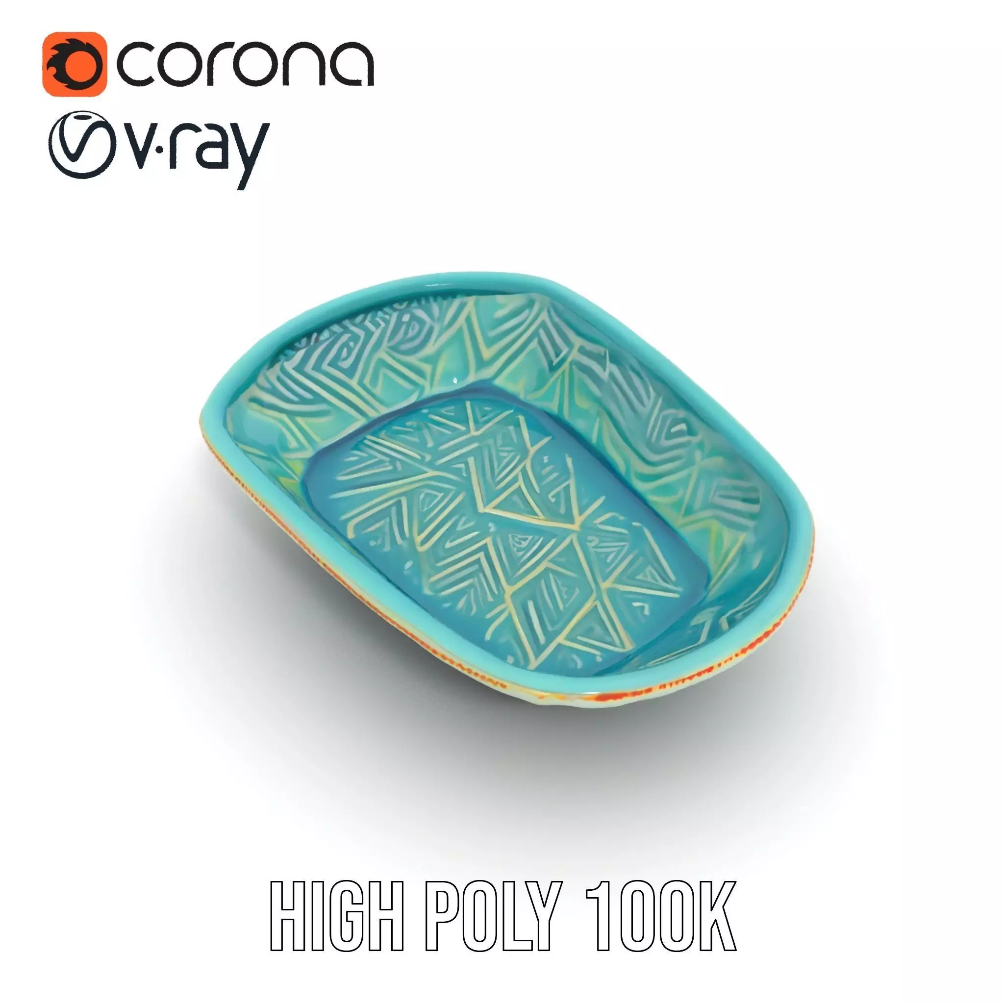 Turquoise Ceramic Dish model pack Low-poly 3D model_33