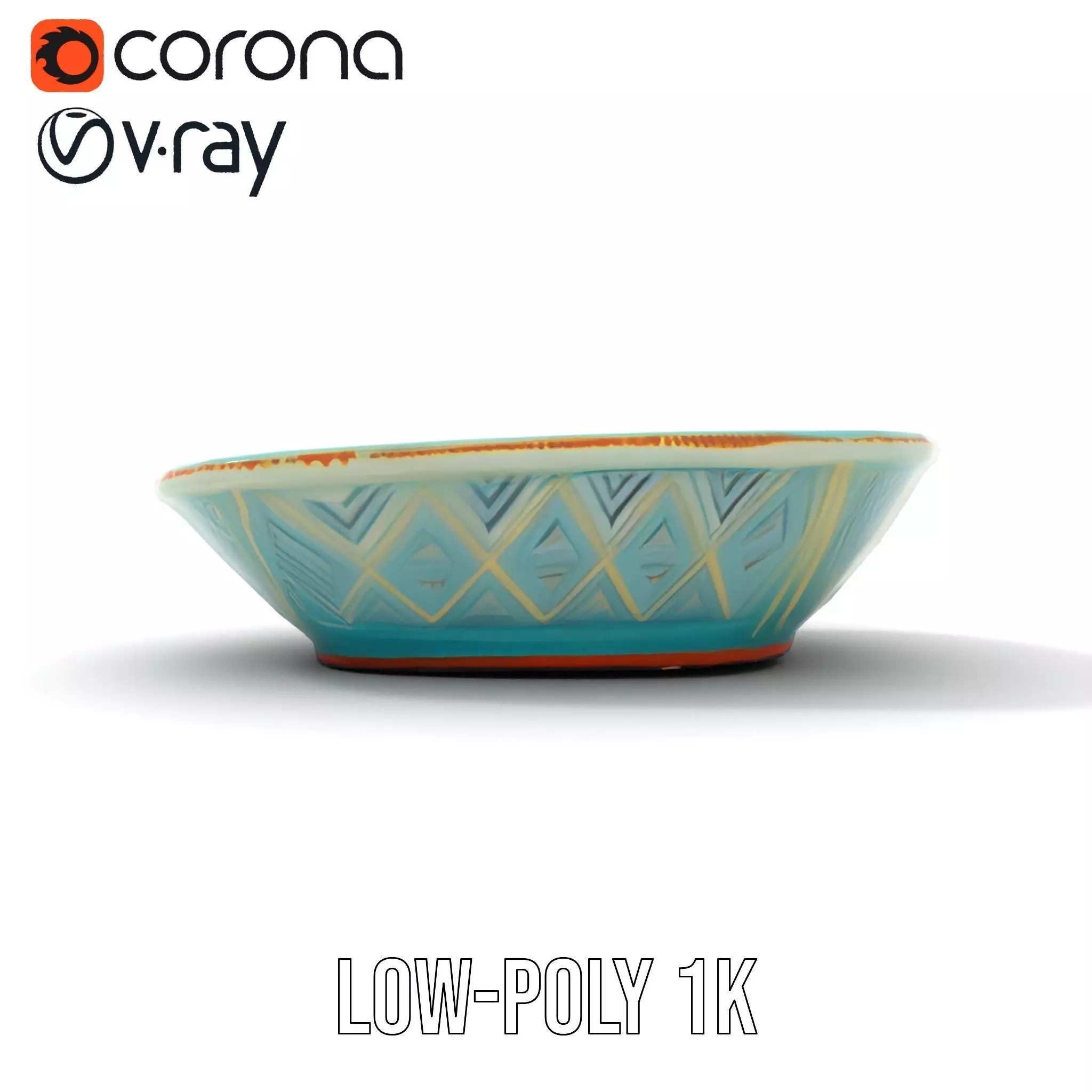 Turquoise Ceramic Dish model pack Low-poly 3D model_16