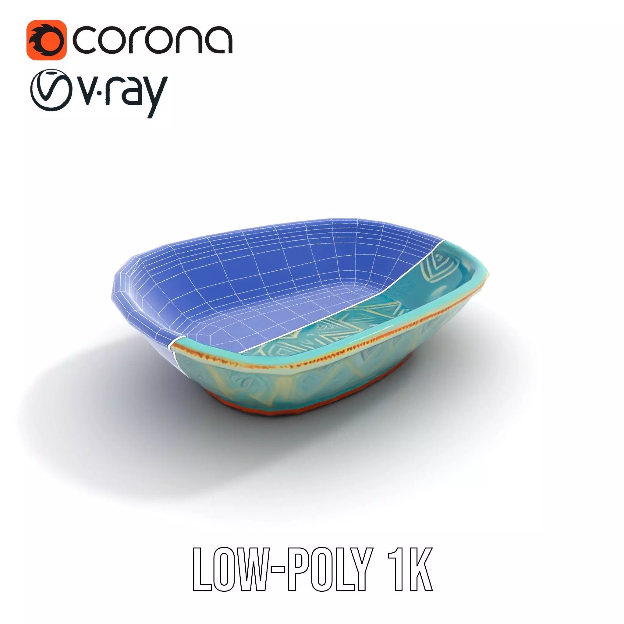 Turquoise Ceramic Dish model pack Low-poly 3D model_19