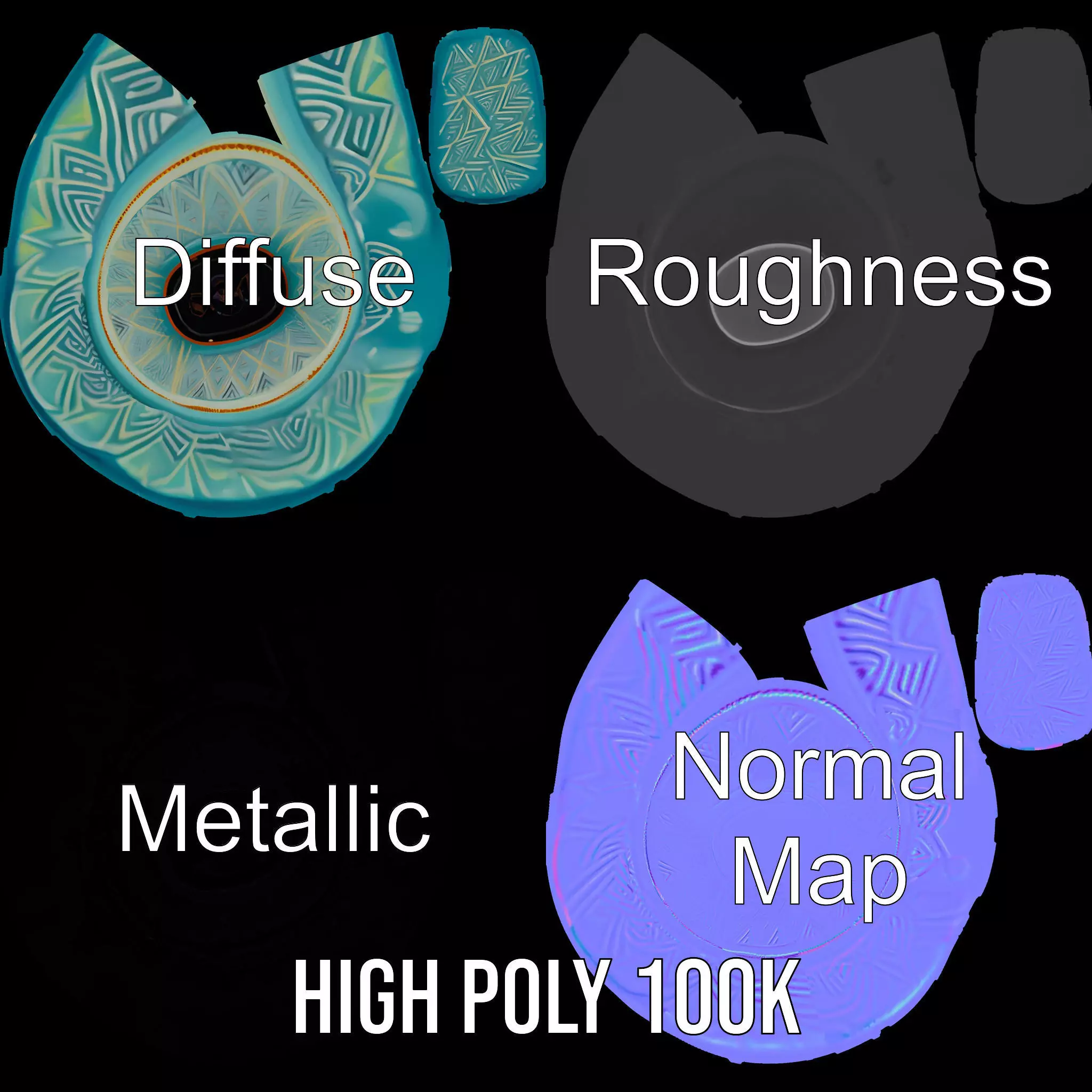 Turquoise Ceramic Dish model pack Low-poly 3D model_3