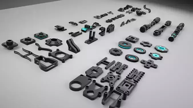 KitBash Hard Surface Sci-fi pack Low-poly 3D model KitBash Hard Surface Sci-fi pack Low-poly 3D model