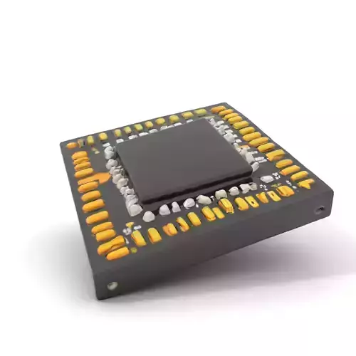 Matte Black Microchip model pack Low-poly 3D model