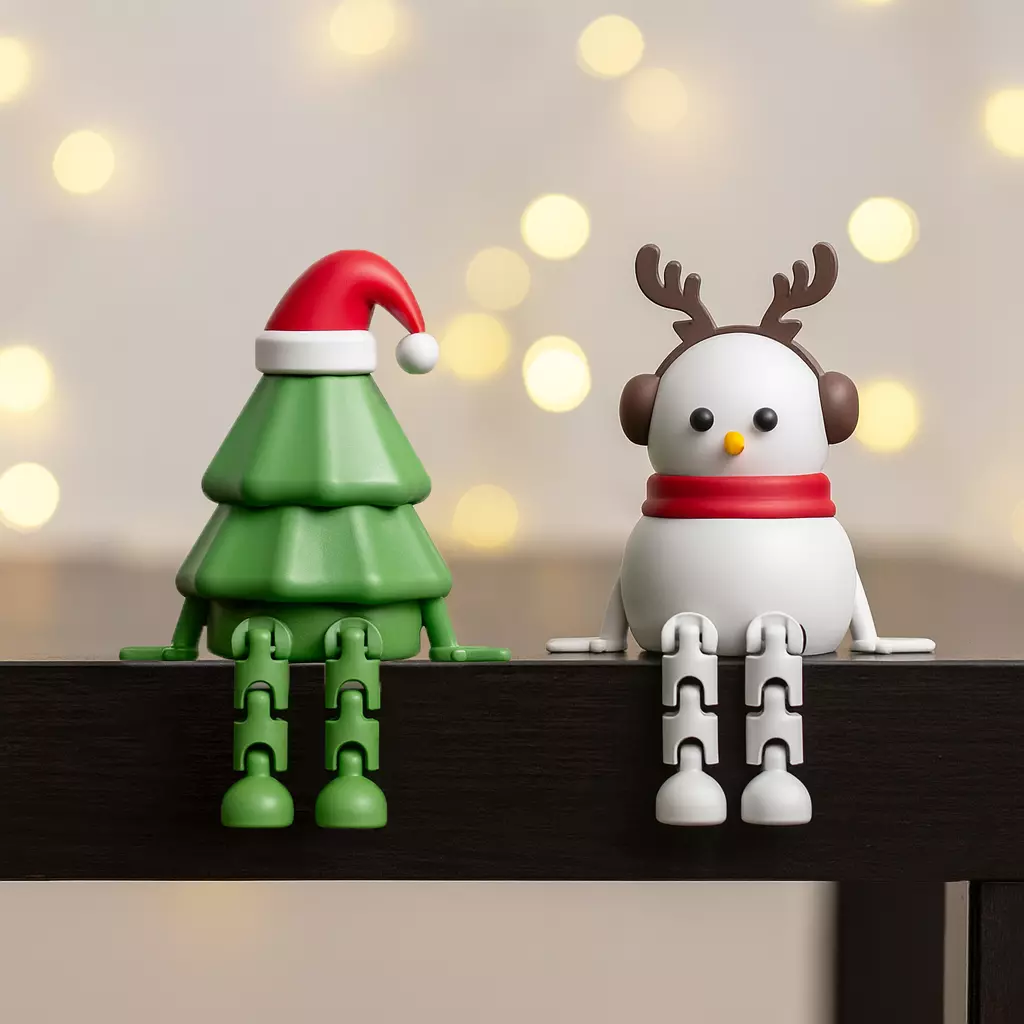 Flexi Xmas Decors Santa Hat Christmas Tree  Reindeer Snowman 3D print model_2