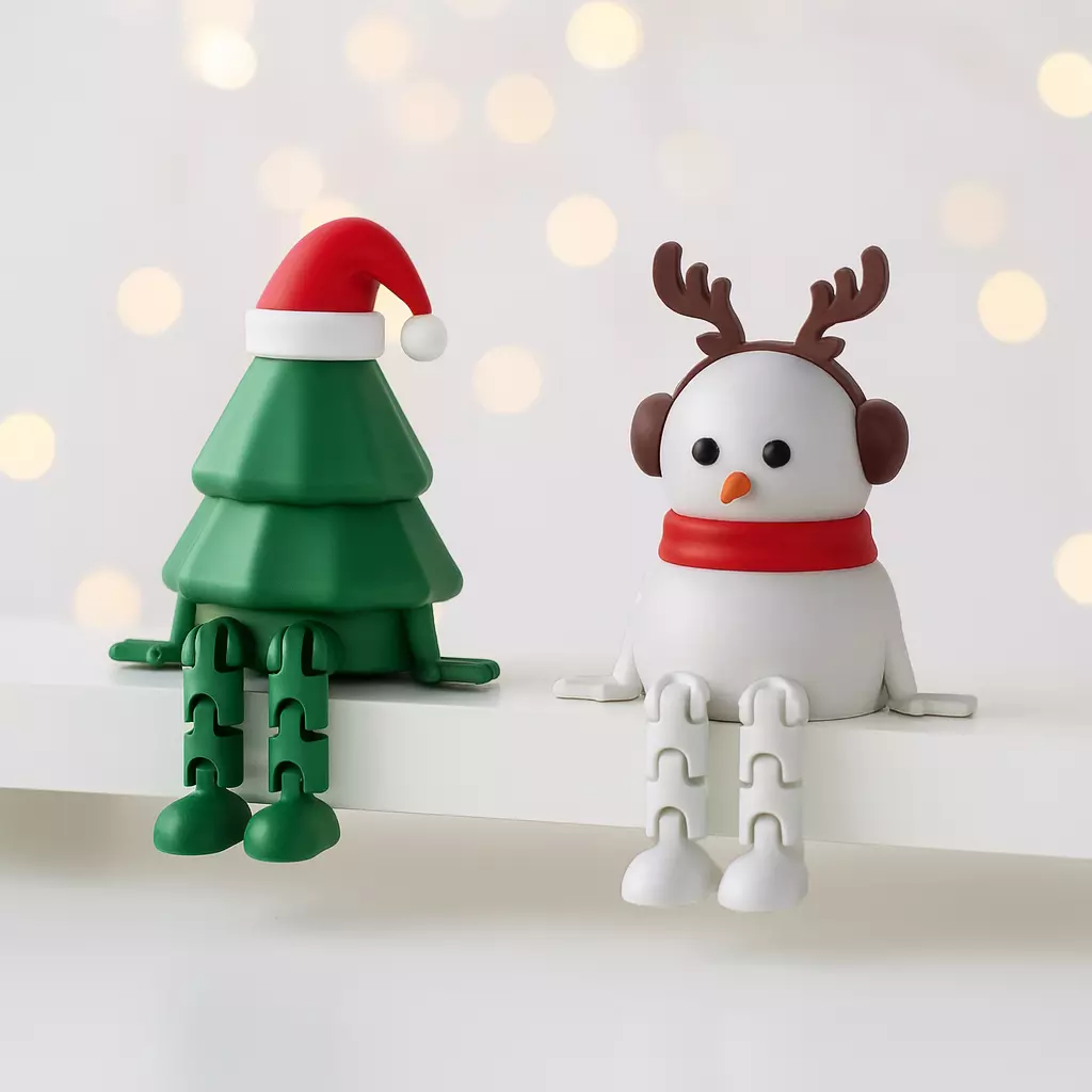 Flexi Xmas Decors Santa Hat Christmas Tree  Reindeer Snowman 3D print model_5
