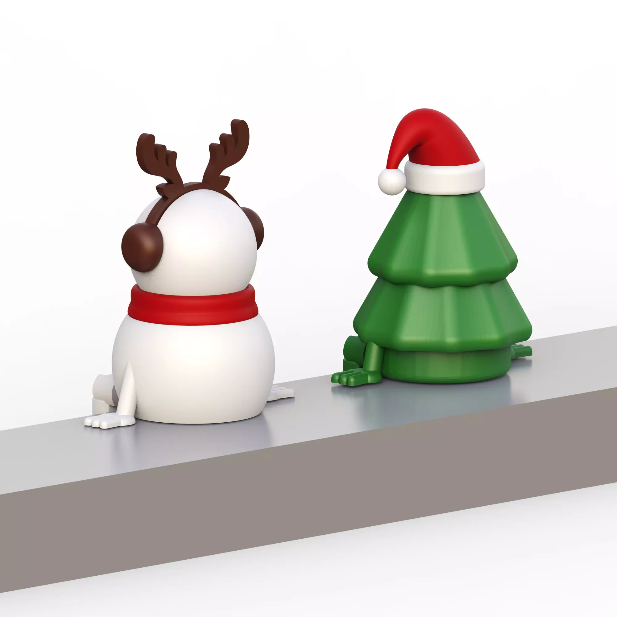 Flexi Xmas Decors Santa Hat Christmas Tree  Reindeer Snowman 3D print model_3