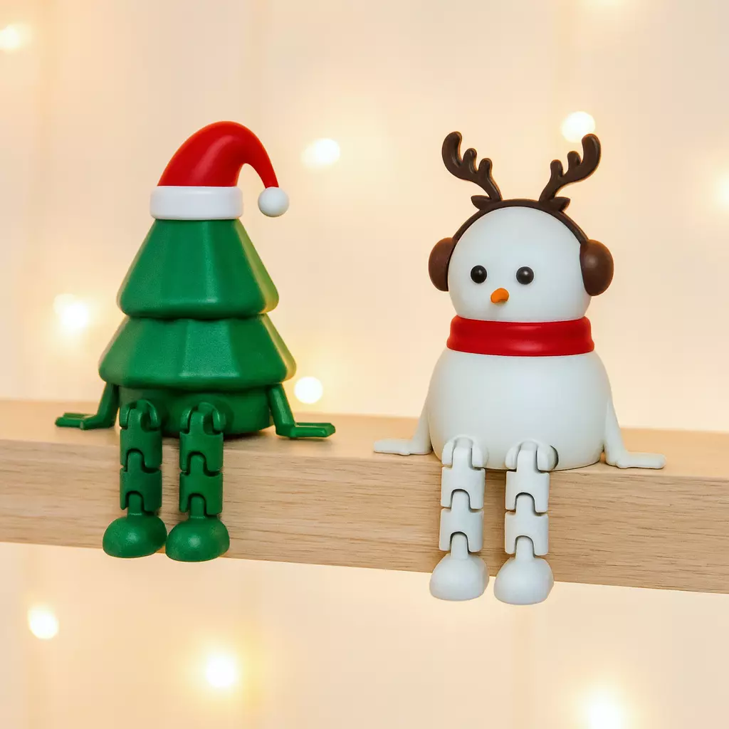 Flexi Xmas Decors Santa Hat Christmas Tree  Reindeer Snowman 3D print model_7