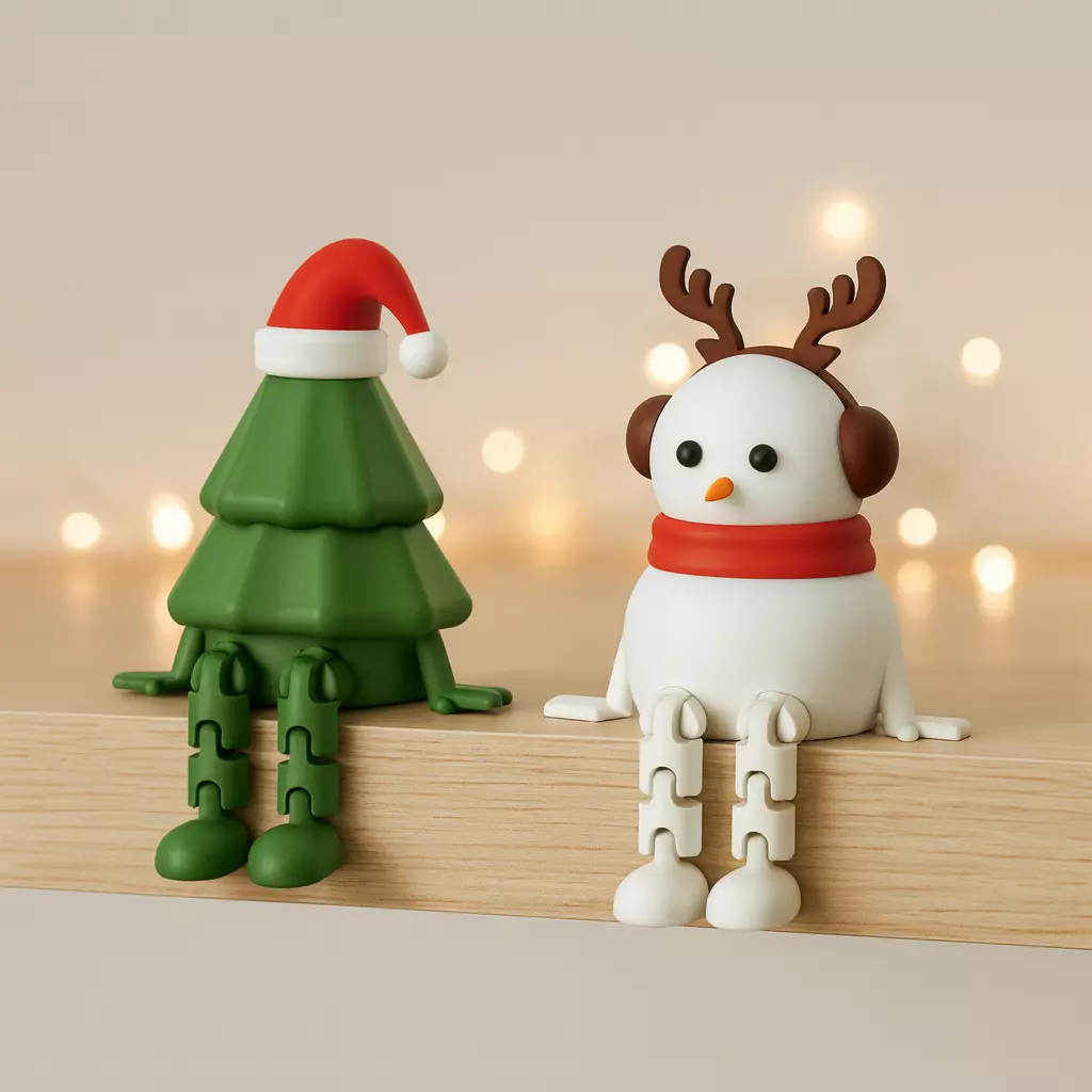 Flexi Xmas Decors Santa Hat Christmas Tree  Reindeer Snowman 3D print model_0