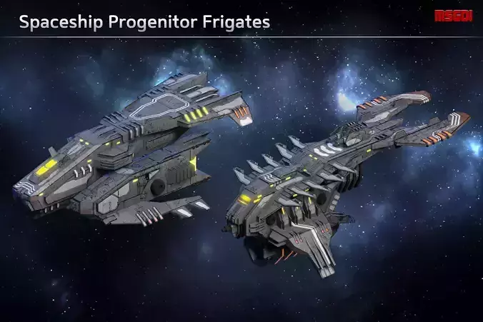 Spaceship Progenitor Frigates Low-poly 3D model