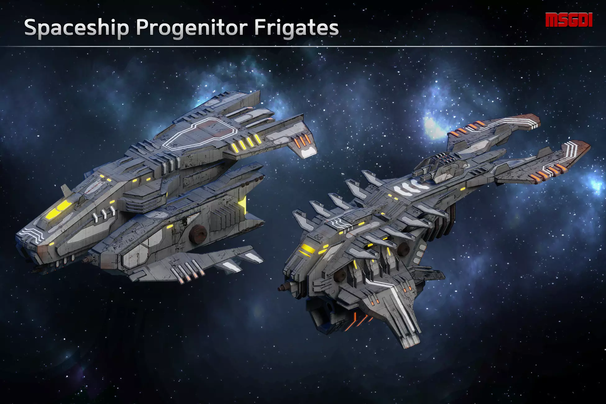 Spaceship Progenitor Frigates Low-poly 3D model_0