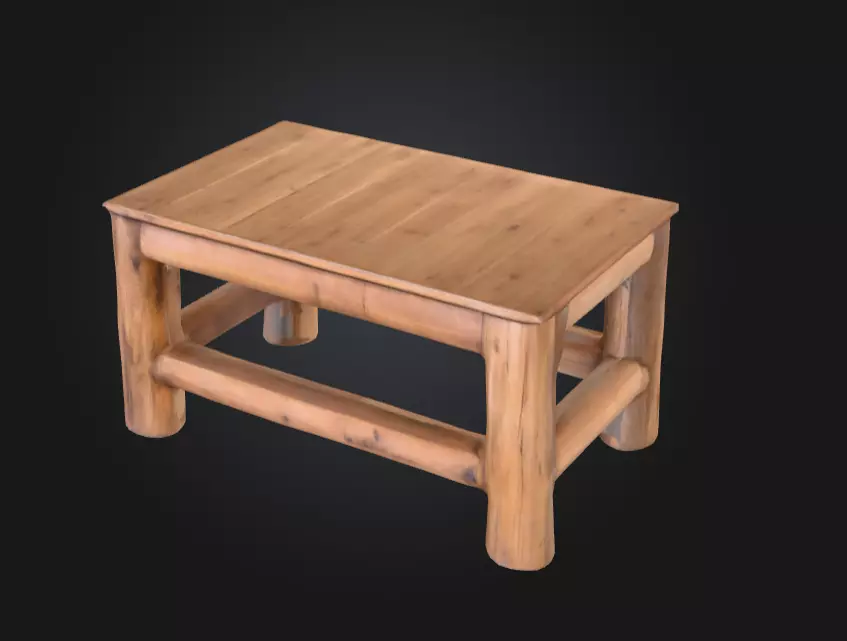 Wooden Log Table Low-poly 3D model_5