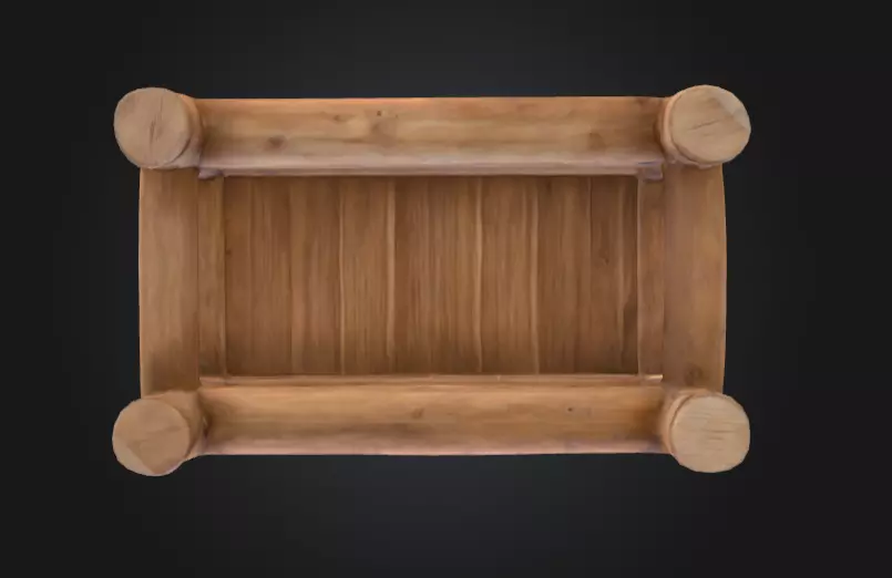 Wooden Log Table Low-poly 3D model_7