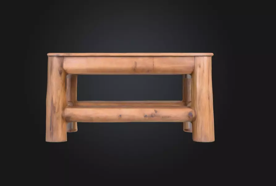 Wooden Log Table Low-poly 3D model_4