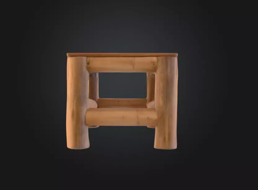 Wooden Log Table Low-poly 3D model_2