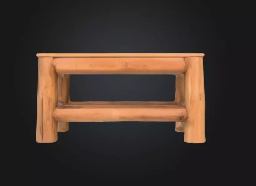 Wooden Log Table Low-poly 3D model_1