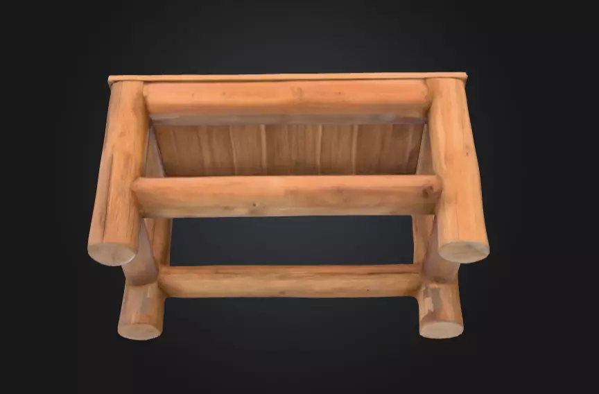 Wooden Log Table Low-poly 3D model_9