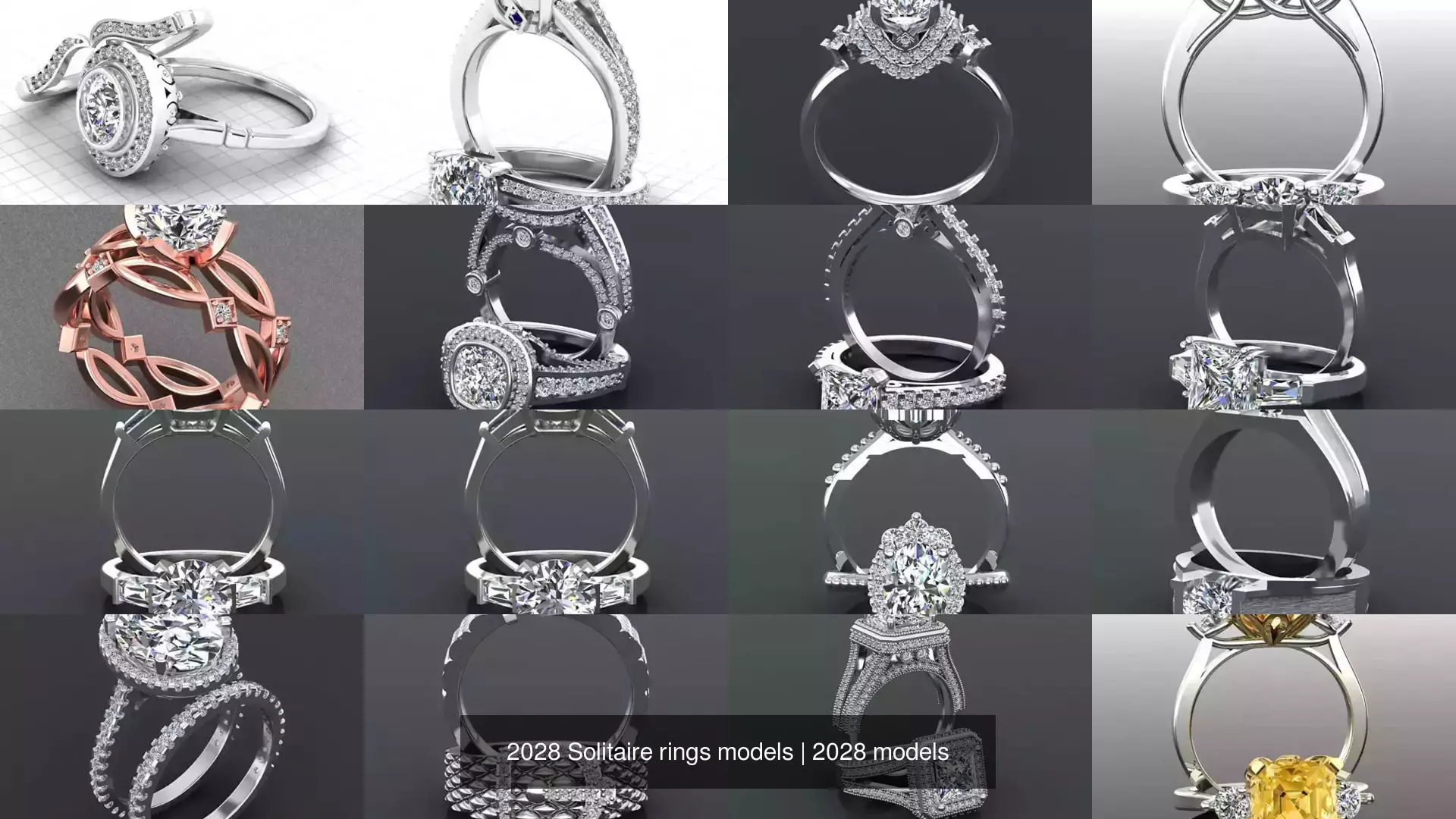 2028 Solitaire rings models 3D Model Collection_493
