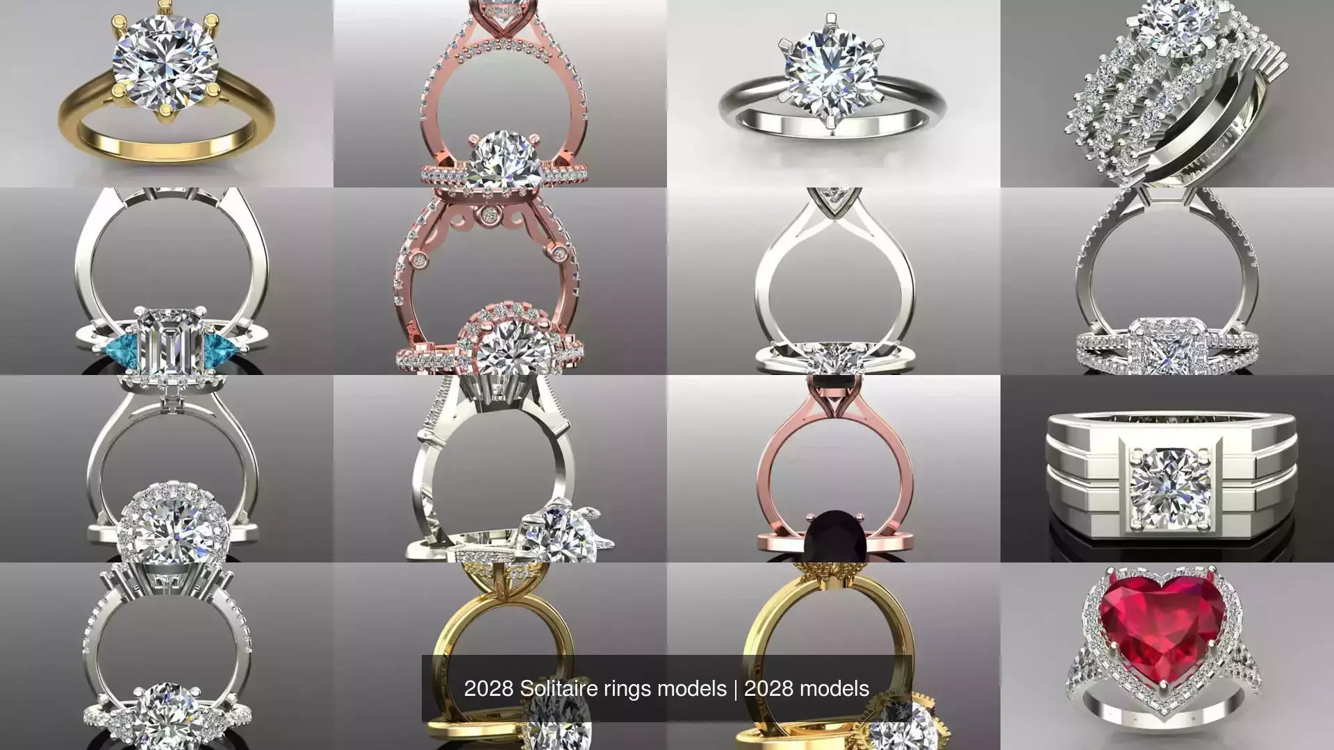 2028 Solitaire rings models 3D Model Collection_318