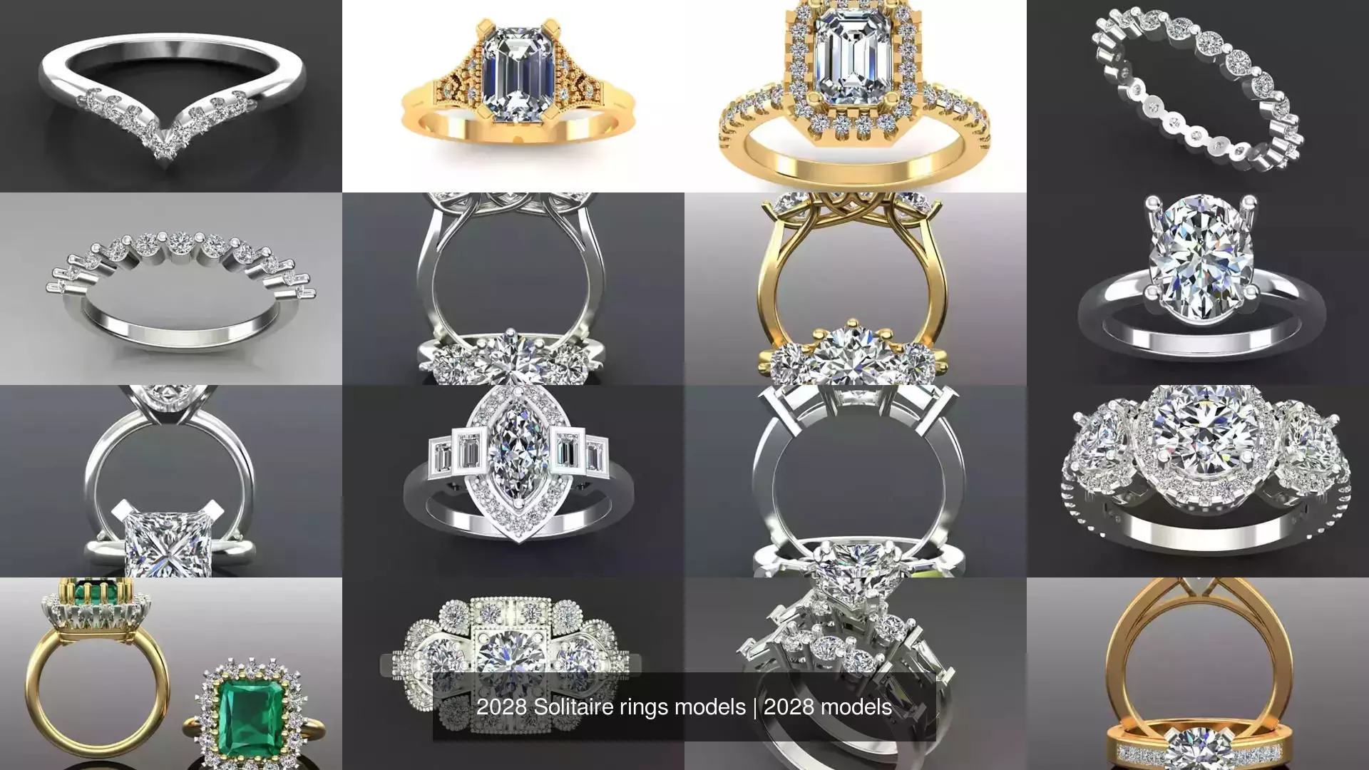 2028 Solitaire rings models 3D Model Collection_530