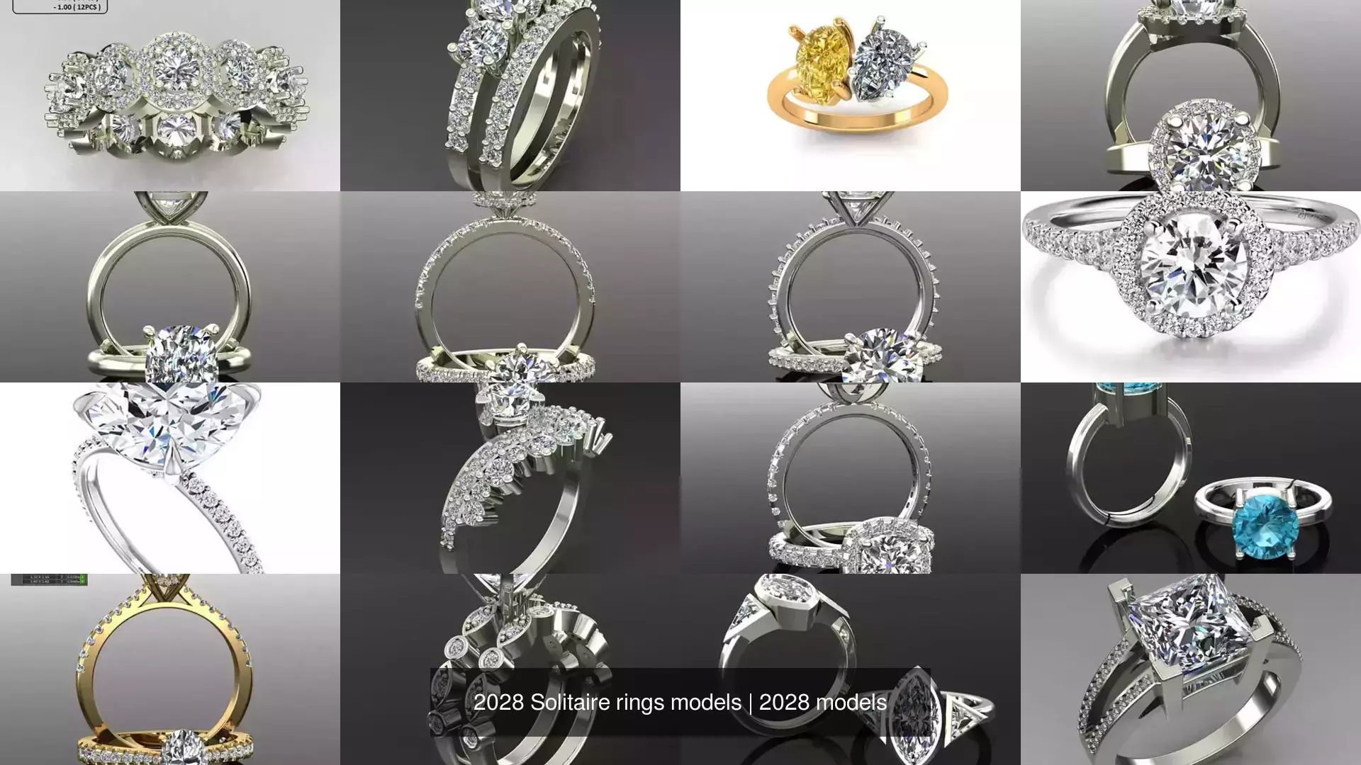 2028 Solitaire rings models 3D Model Collection_60
