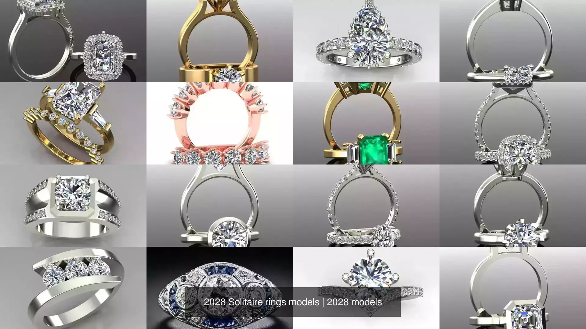 2028 Solitaire rings models 3D Model Collection_15