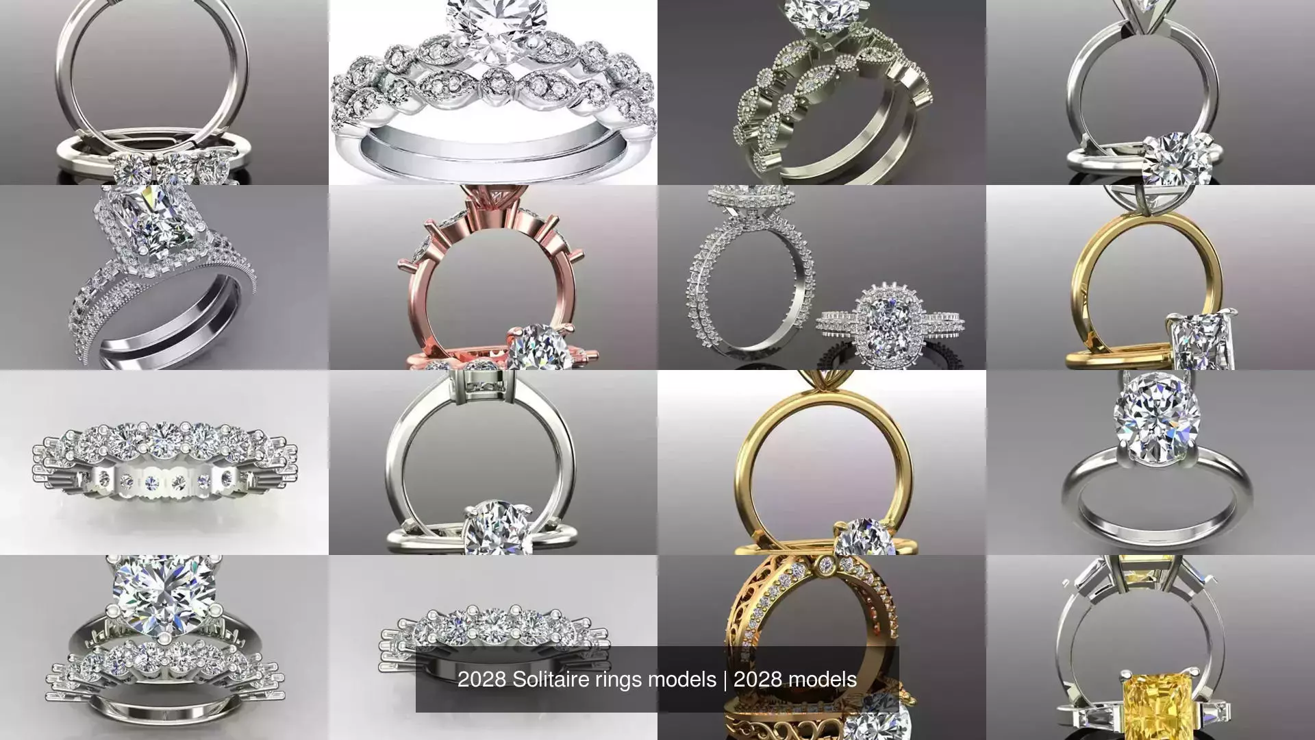 2028 Solitaire rings models 3D Model Collection_29