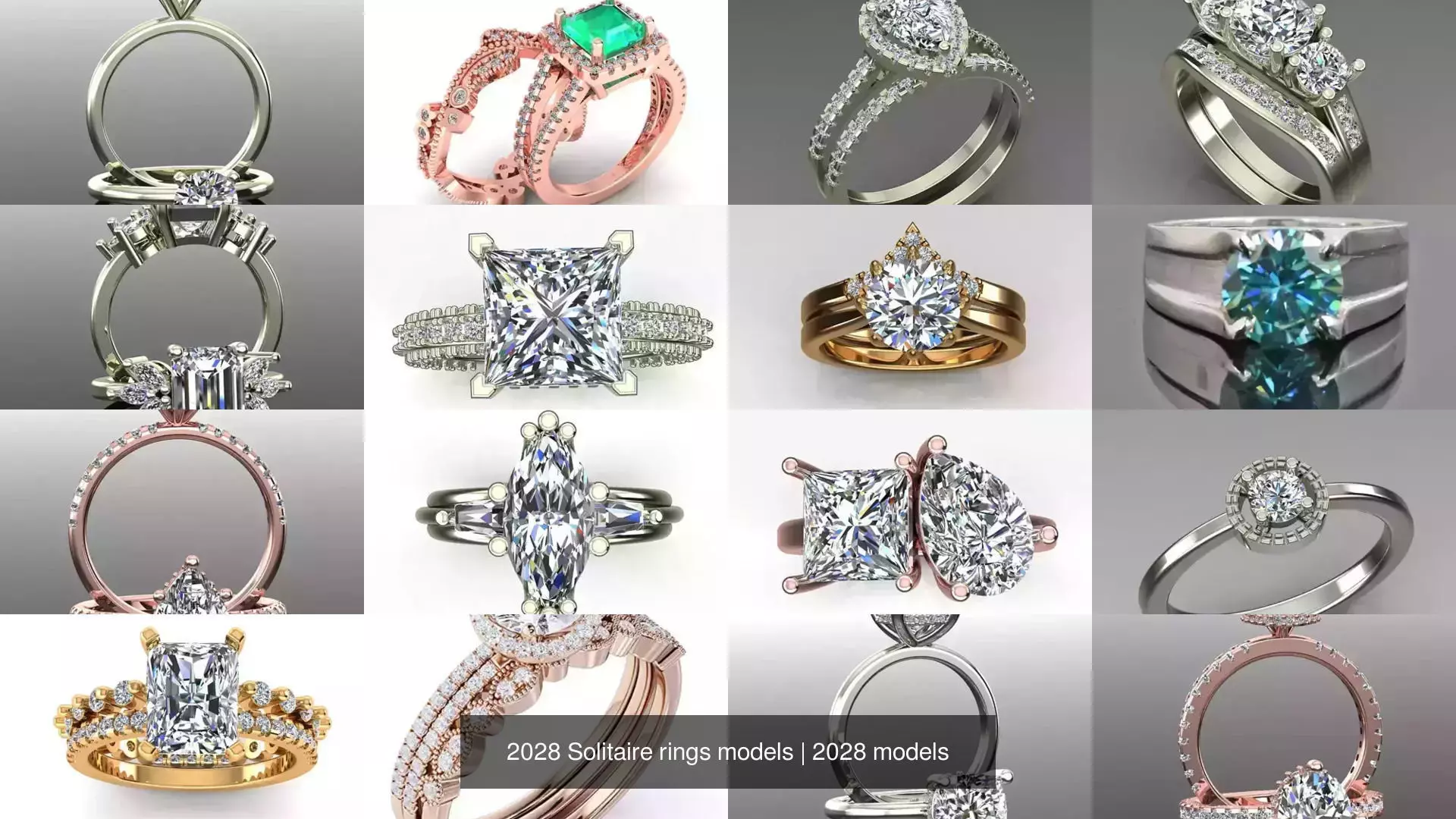 2028 Solitaire rings models 3D Model Collection_35